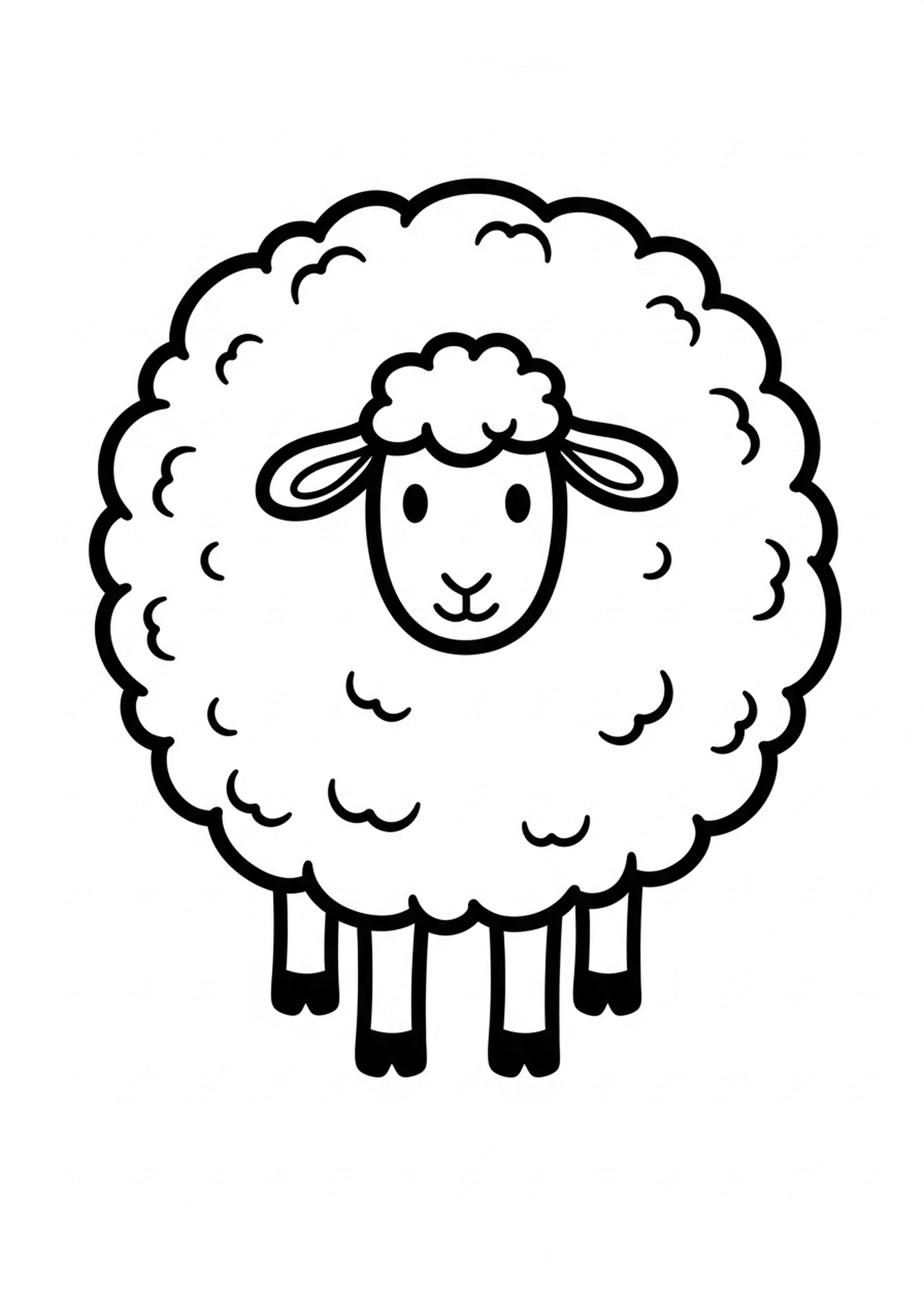 Coloriage le mouton laineux a imprimer, dessin au trait simple pour enfants
