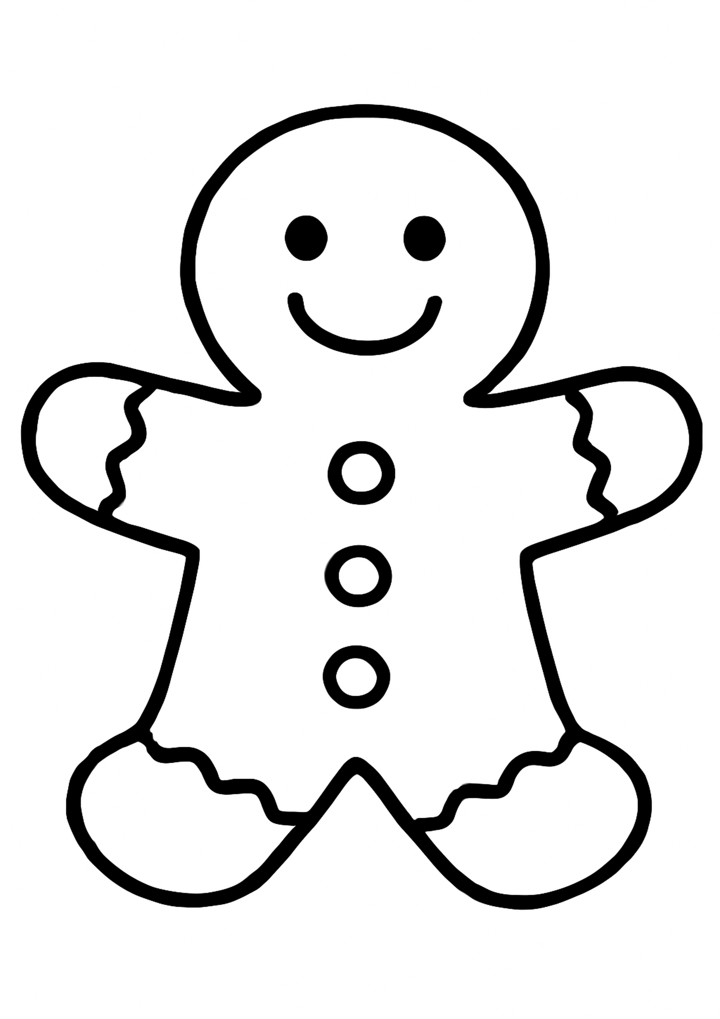 Coloriage bonhomme pain d'epice a imprimer, dessin au trait simple pour enfants