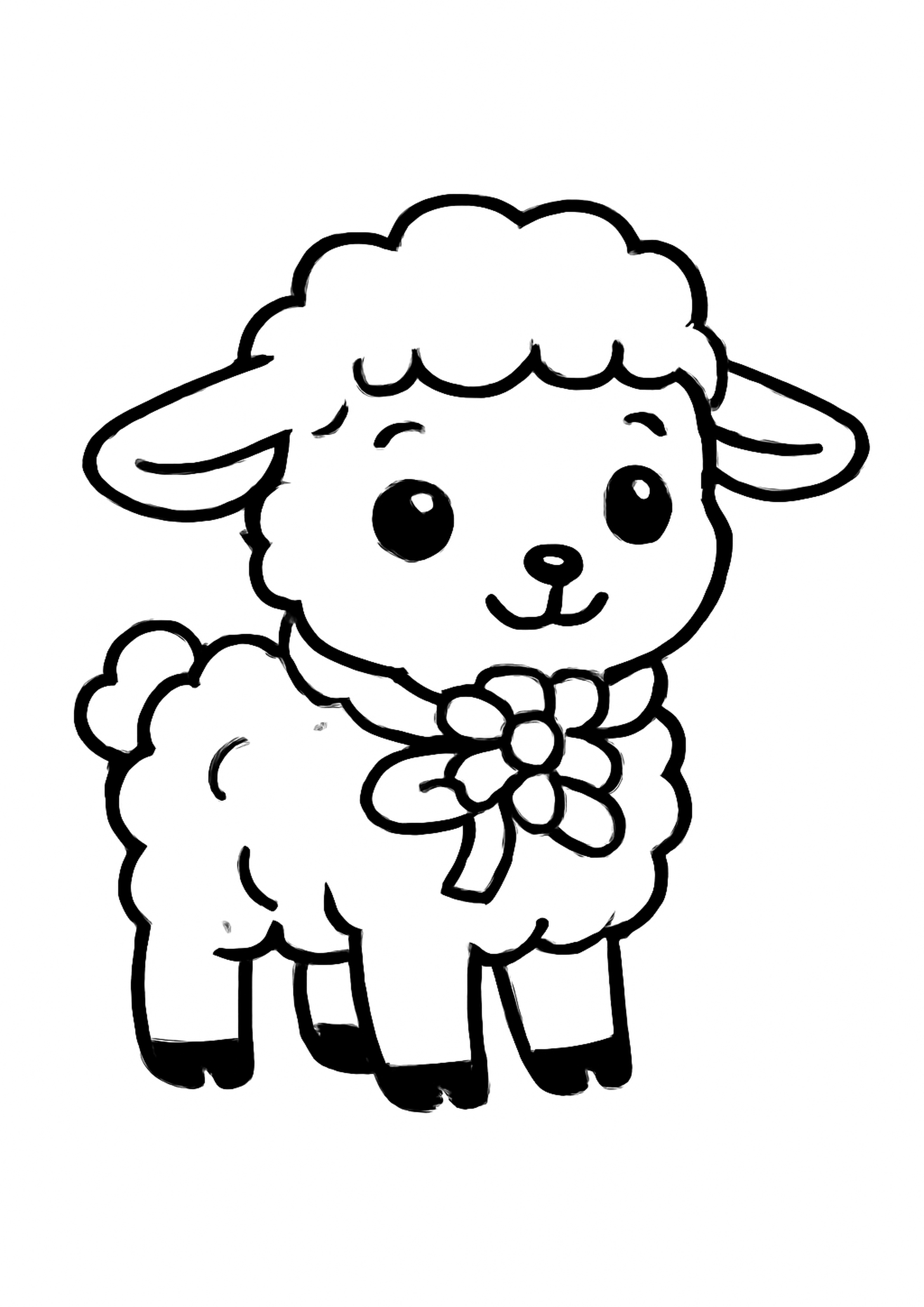Coloriage agneau de paques a imprimer, dessin au trait simple pour enfants
