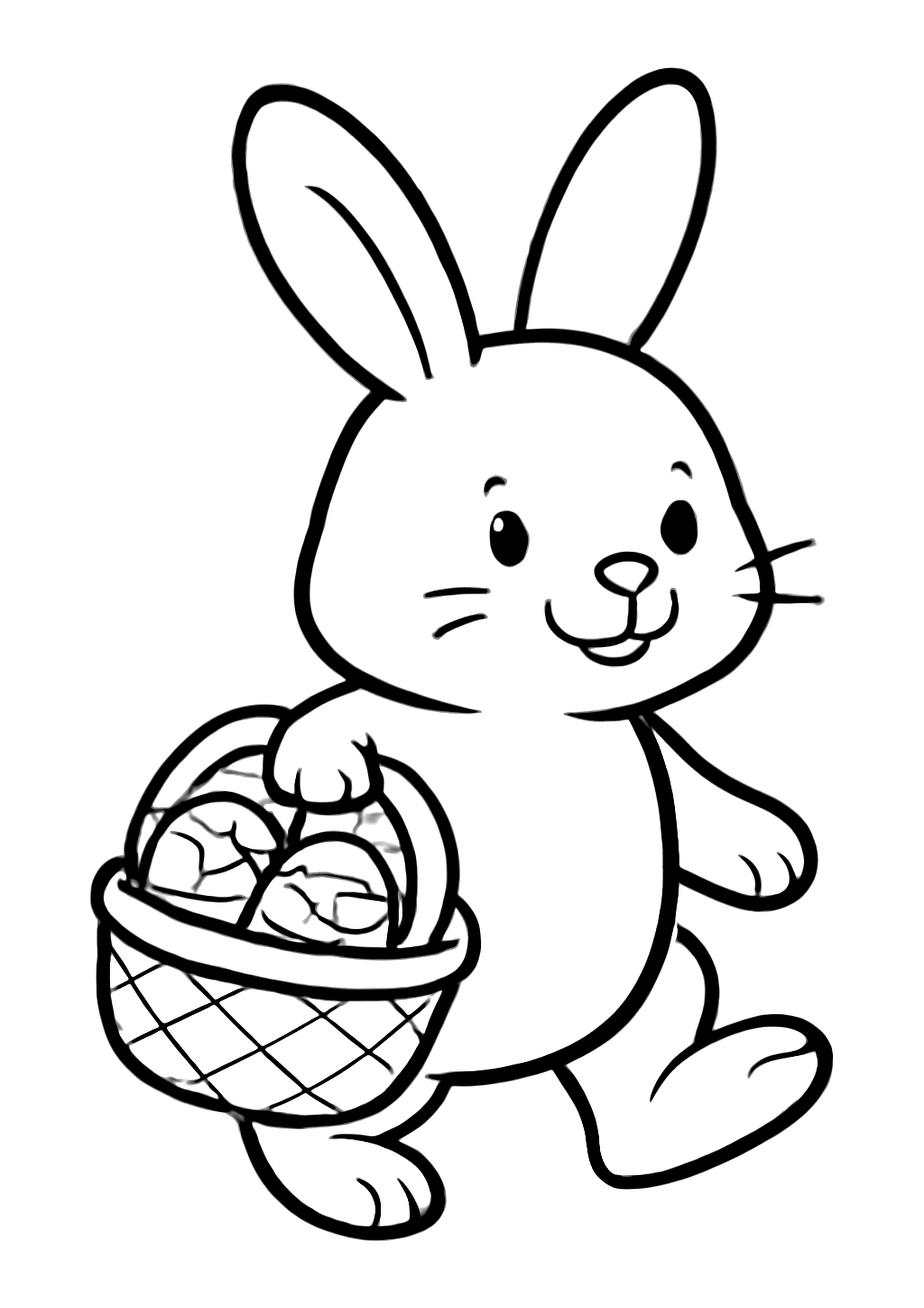 Coloriage lapin de paques a imprimer, dessin au trait simple pour enfants