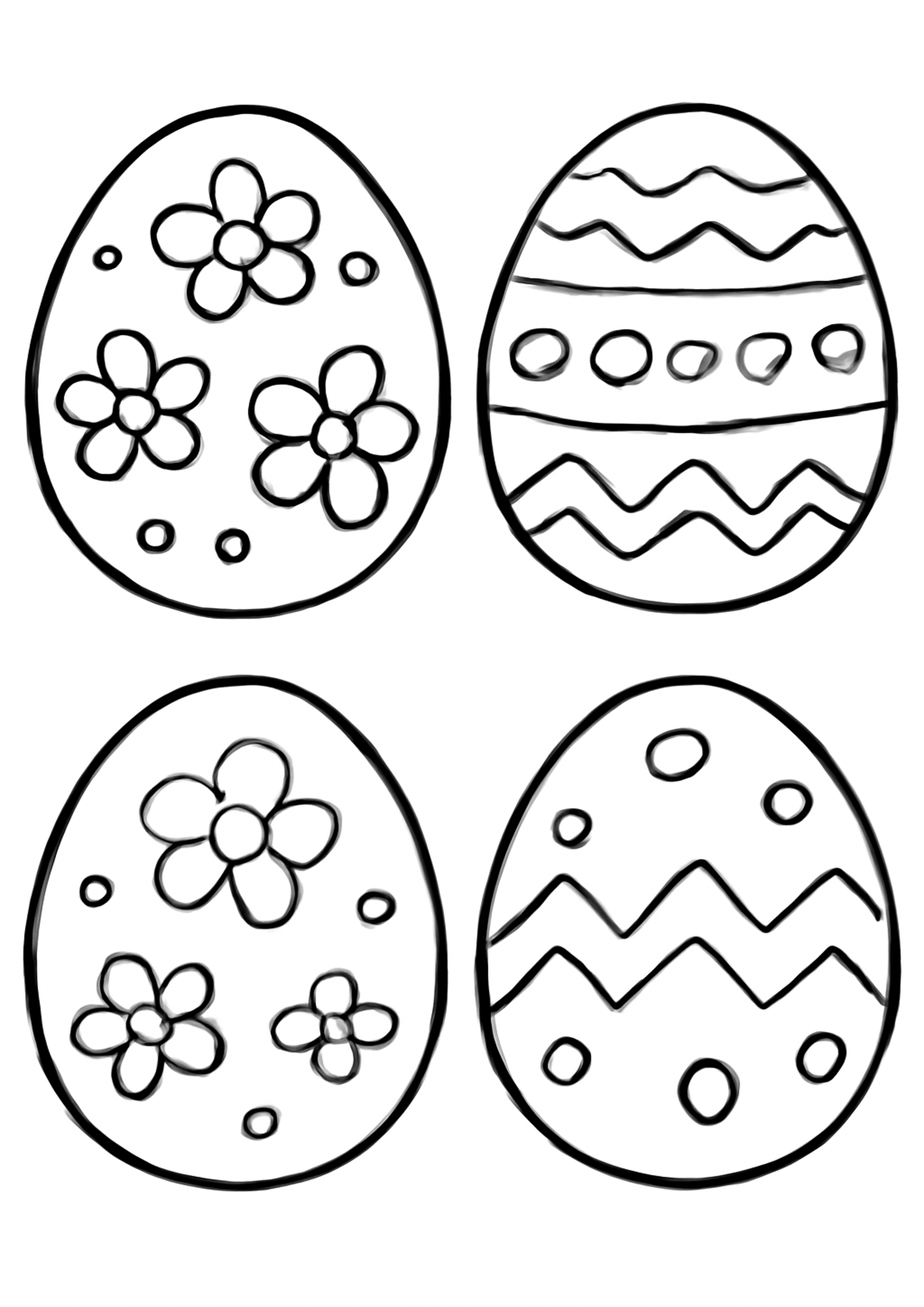 Coloriage oeuf de paques a imprimer, dessin au trait simple pour enfants