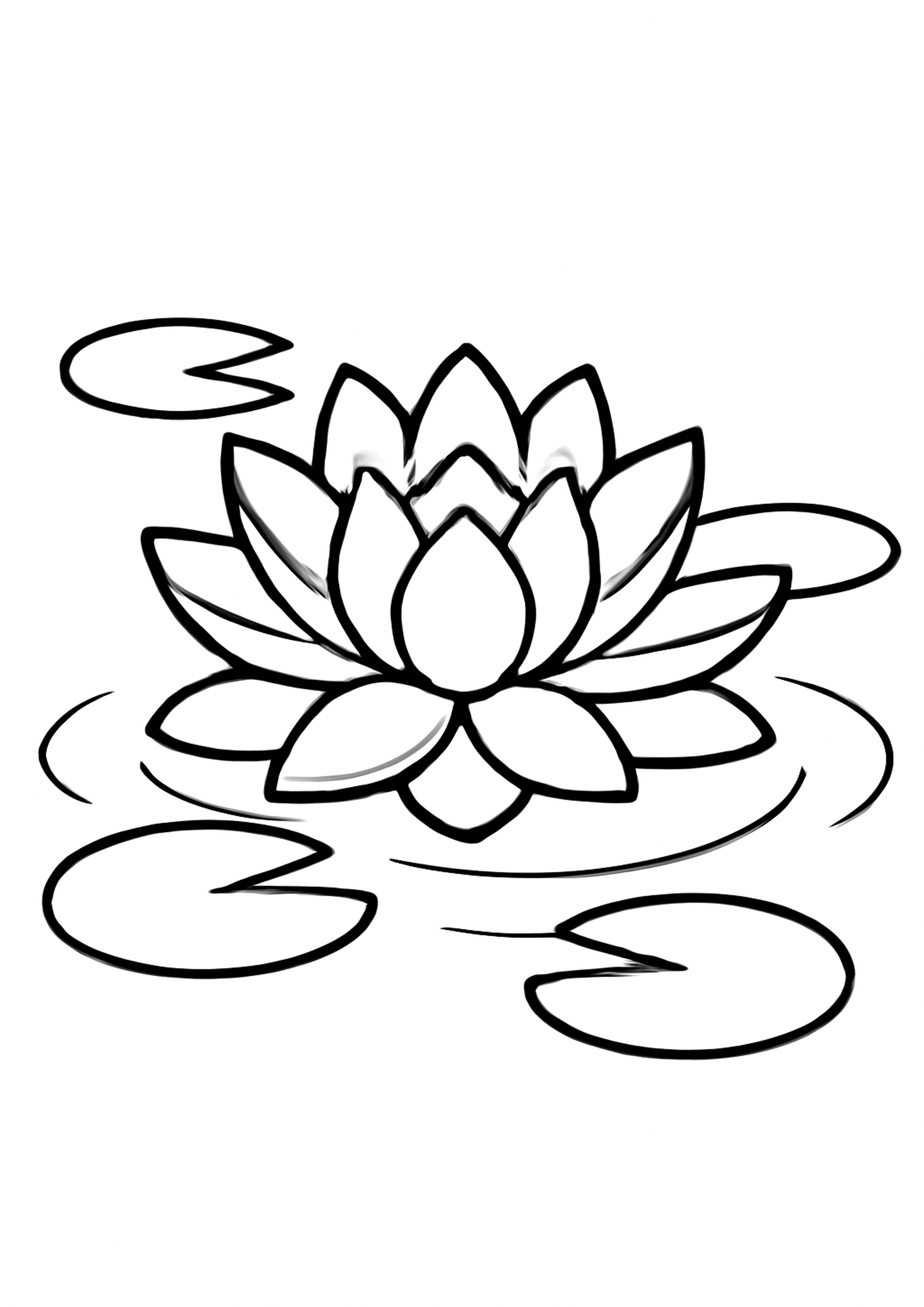 Coloriage lotus sacre a imprimer, dessin au trait simple pour enfants