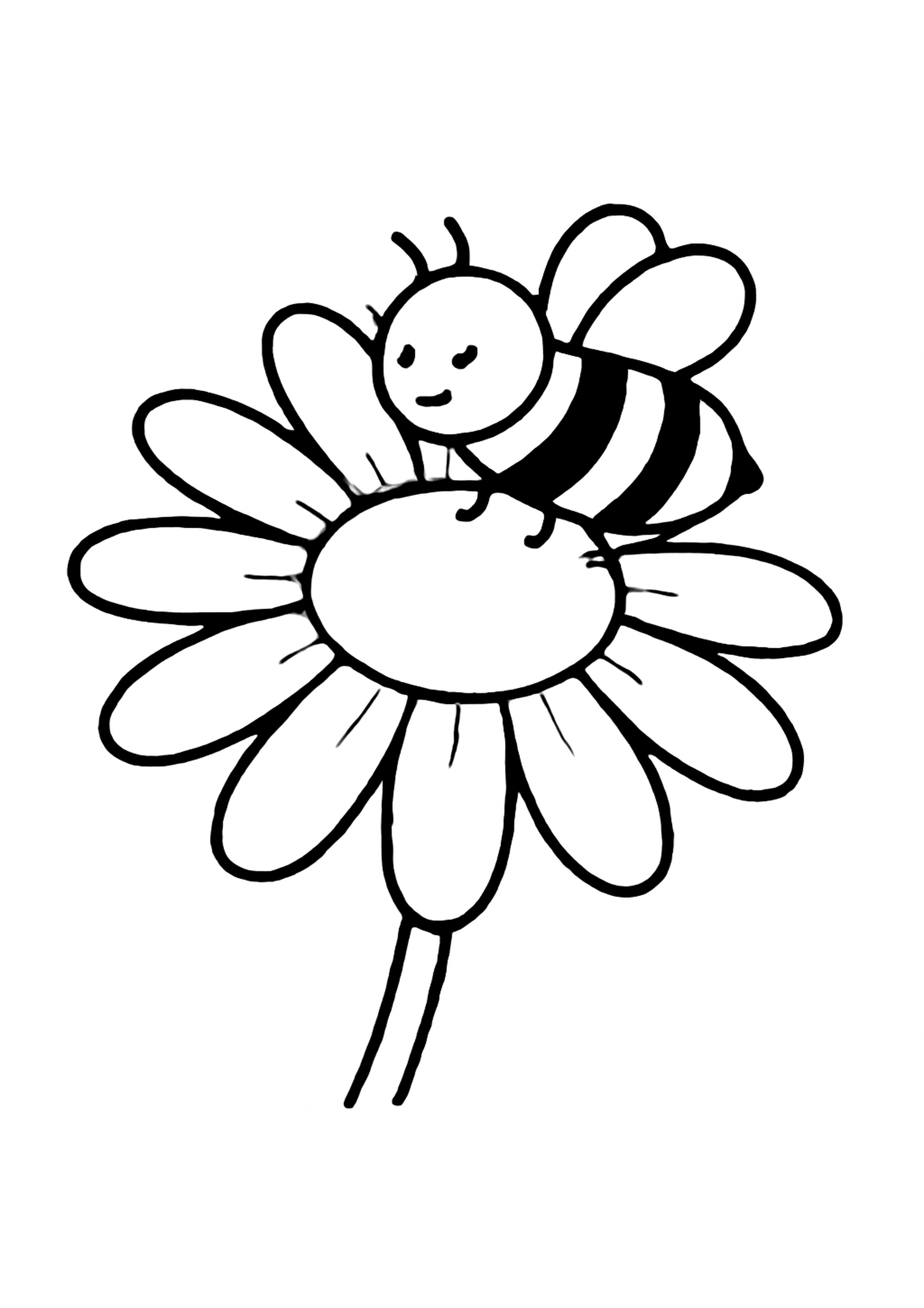 Coloriage marguerite joyeuse a imprimer, dessin au trait simple pour enfants