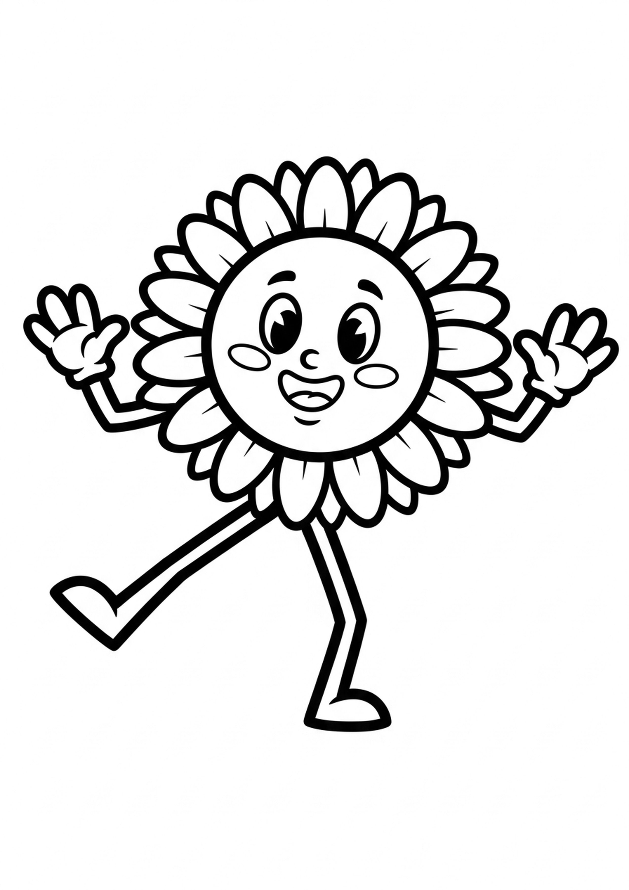 Coloriage fleur rigolote a imprimer, dessin au trait simple pour enfants