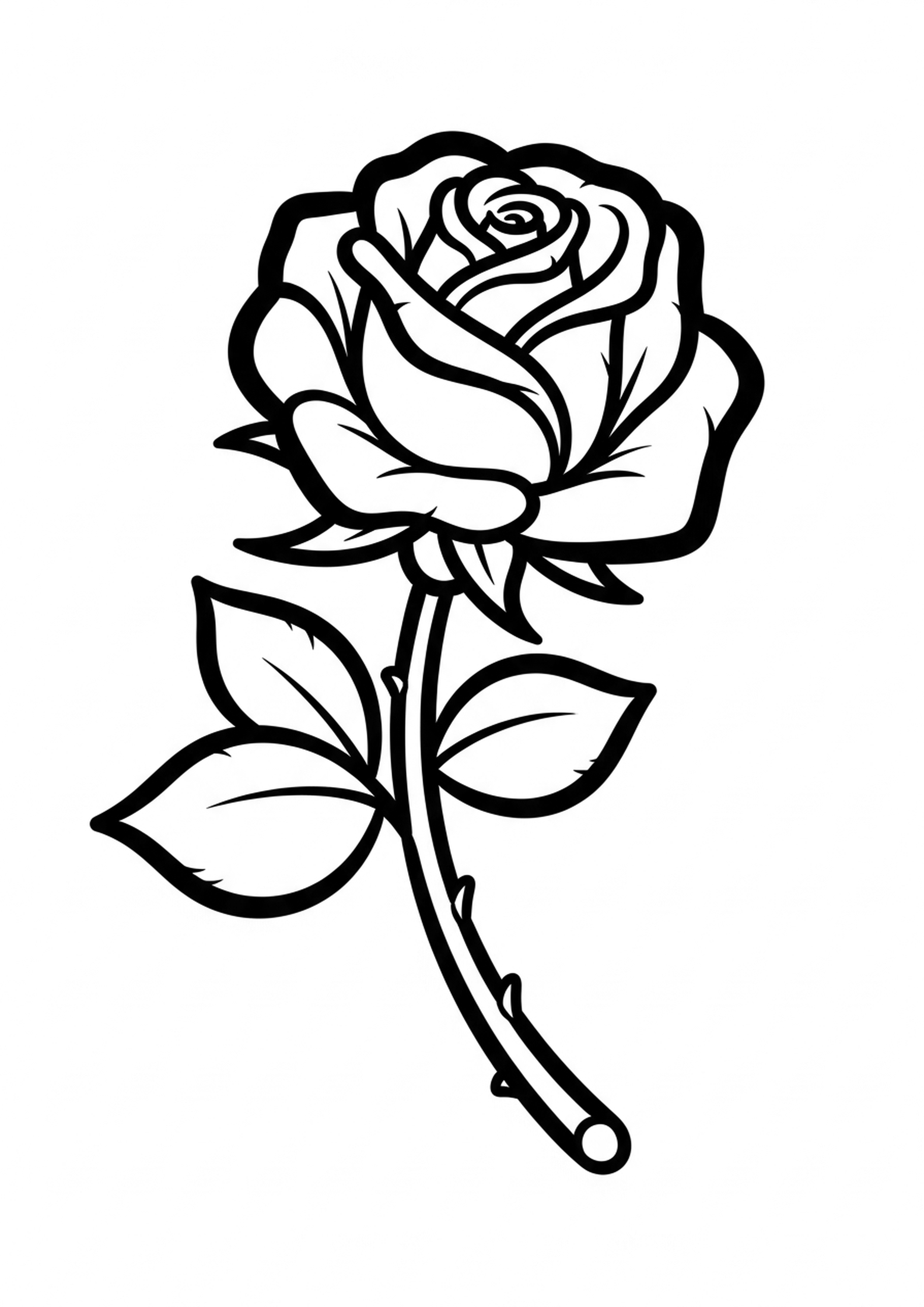 Coloriage belle rose a imprimer, dessin au trait simple pour enfants