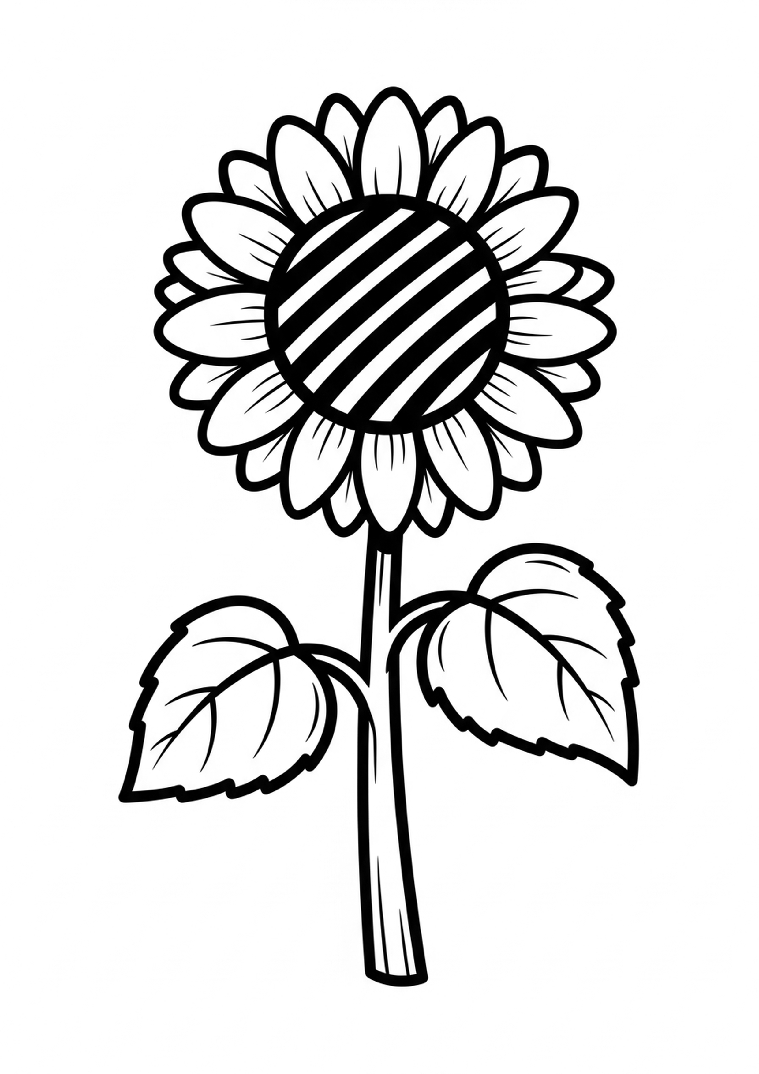 Coloriage grand tournesol a imprimer, dessin au trait simple pour enfants