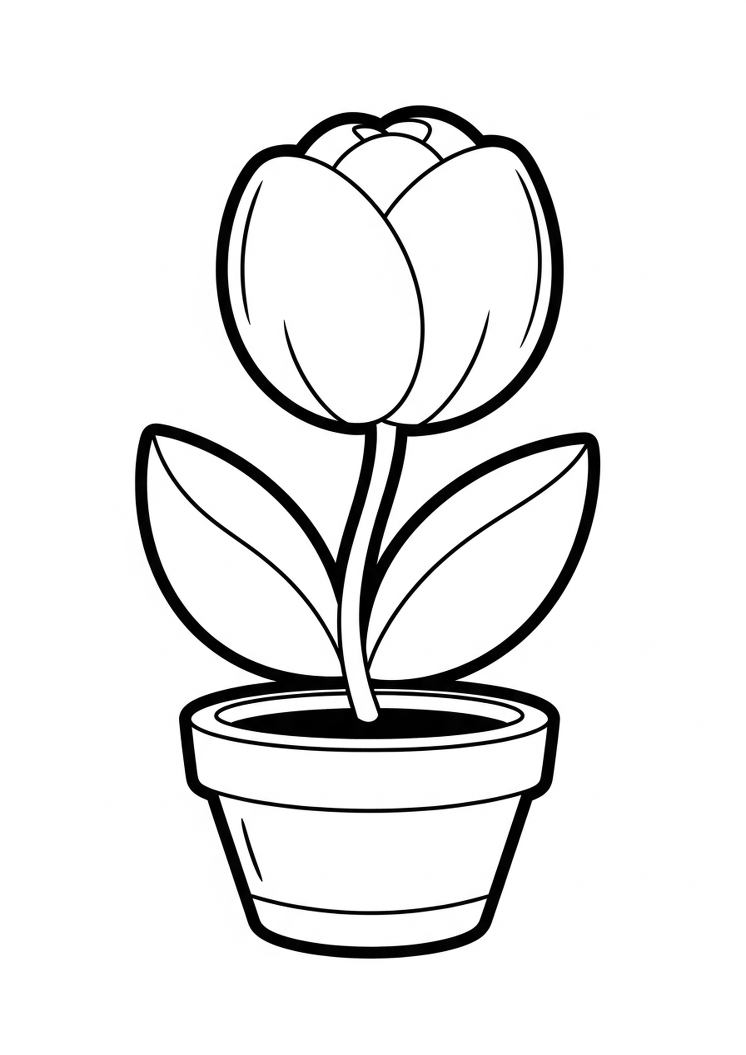 Coloriage tulipe du printemps a imprimer, dessin au trait simple pour enfants