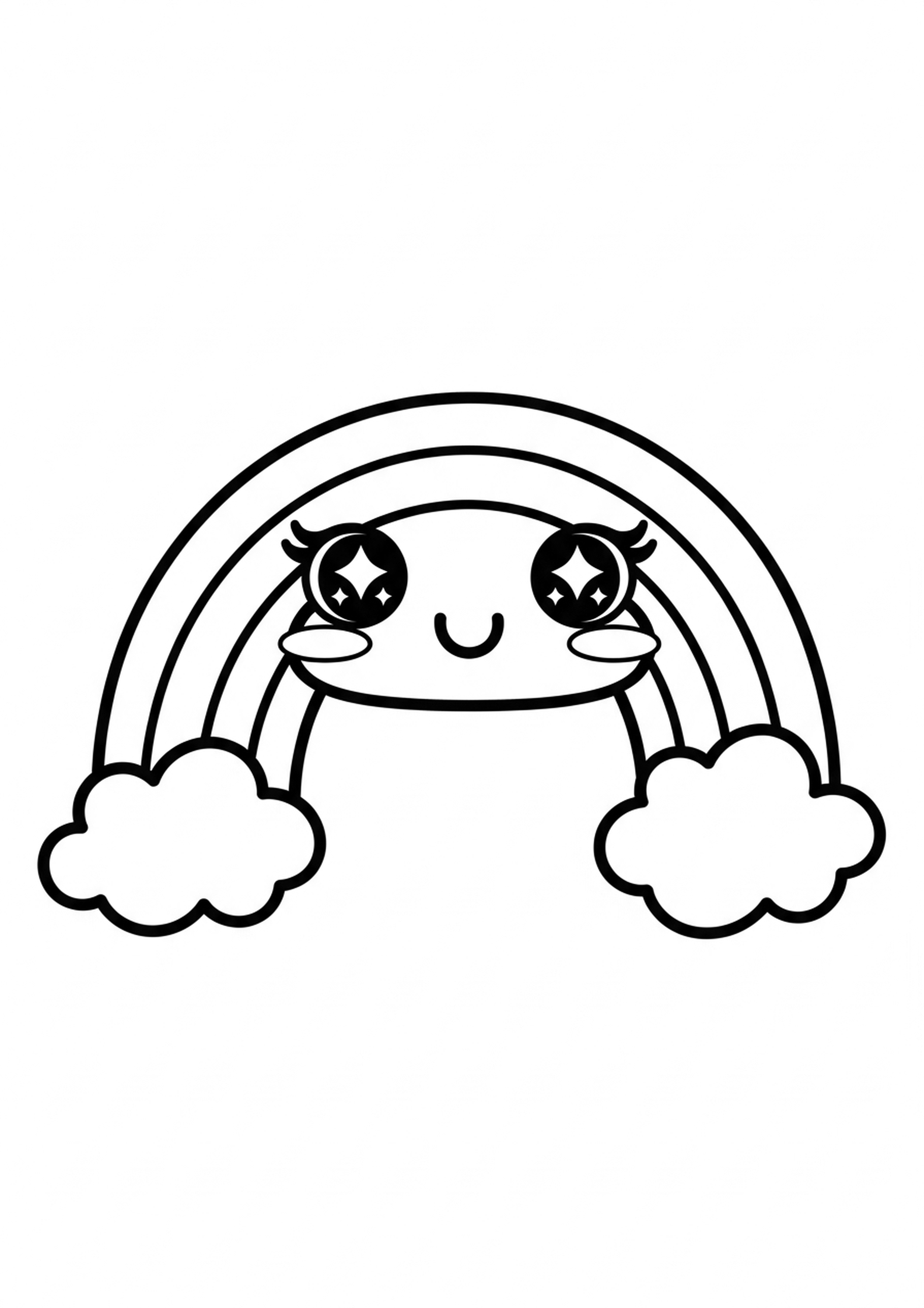 Coloriage arc-en-ciel kawaii a imprimer, dessin au trait simple pour enfants
