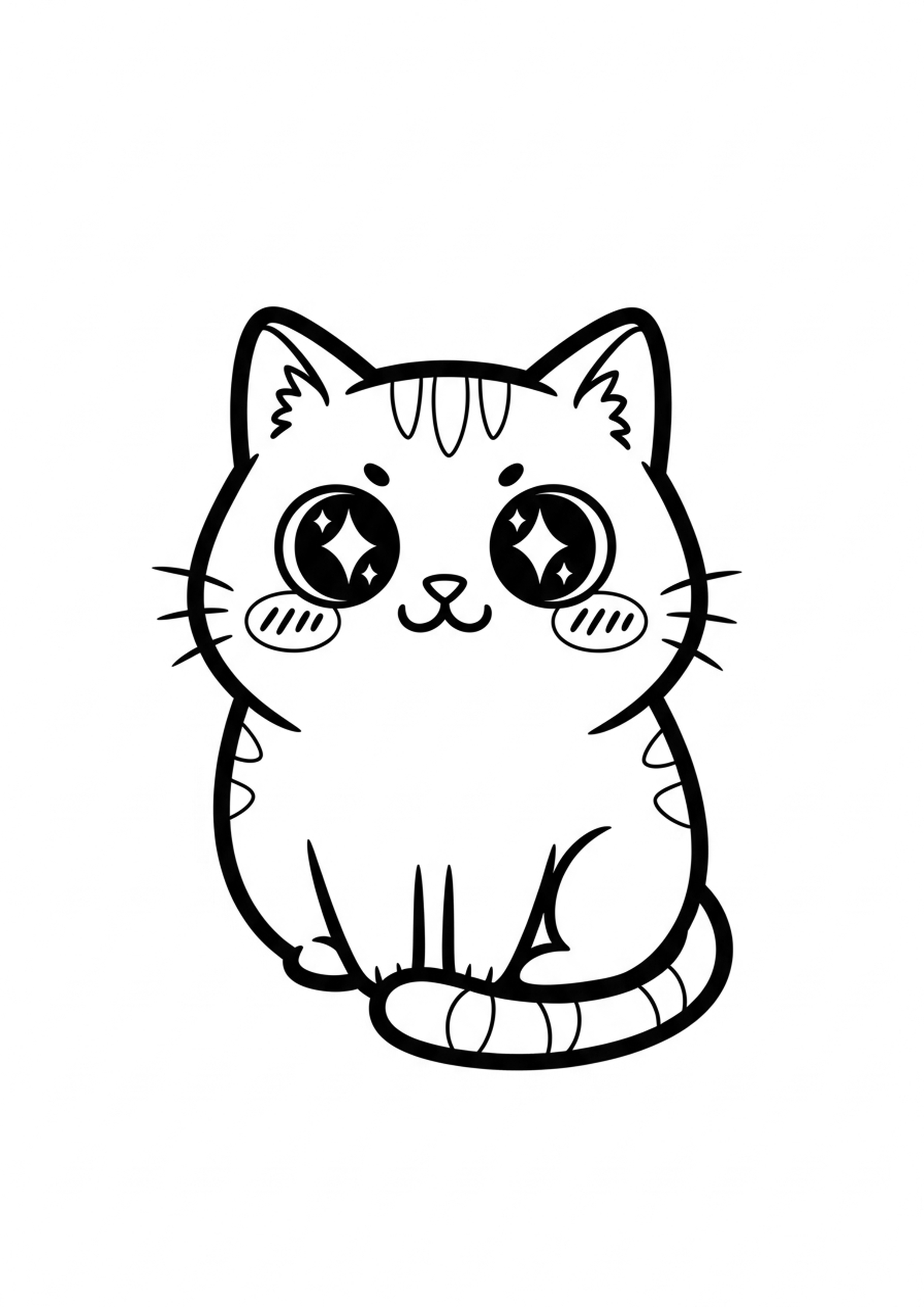 Coloriage chat kawaii a imprimer, dessin au trait simple pour enfants