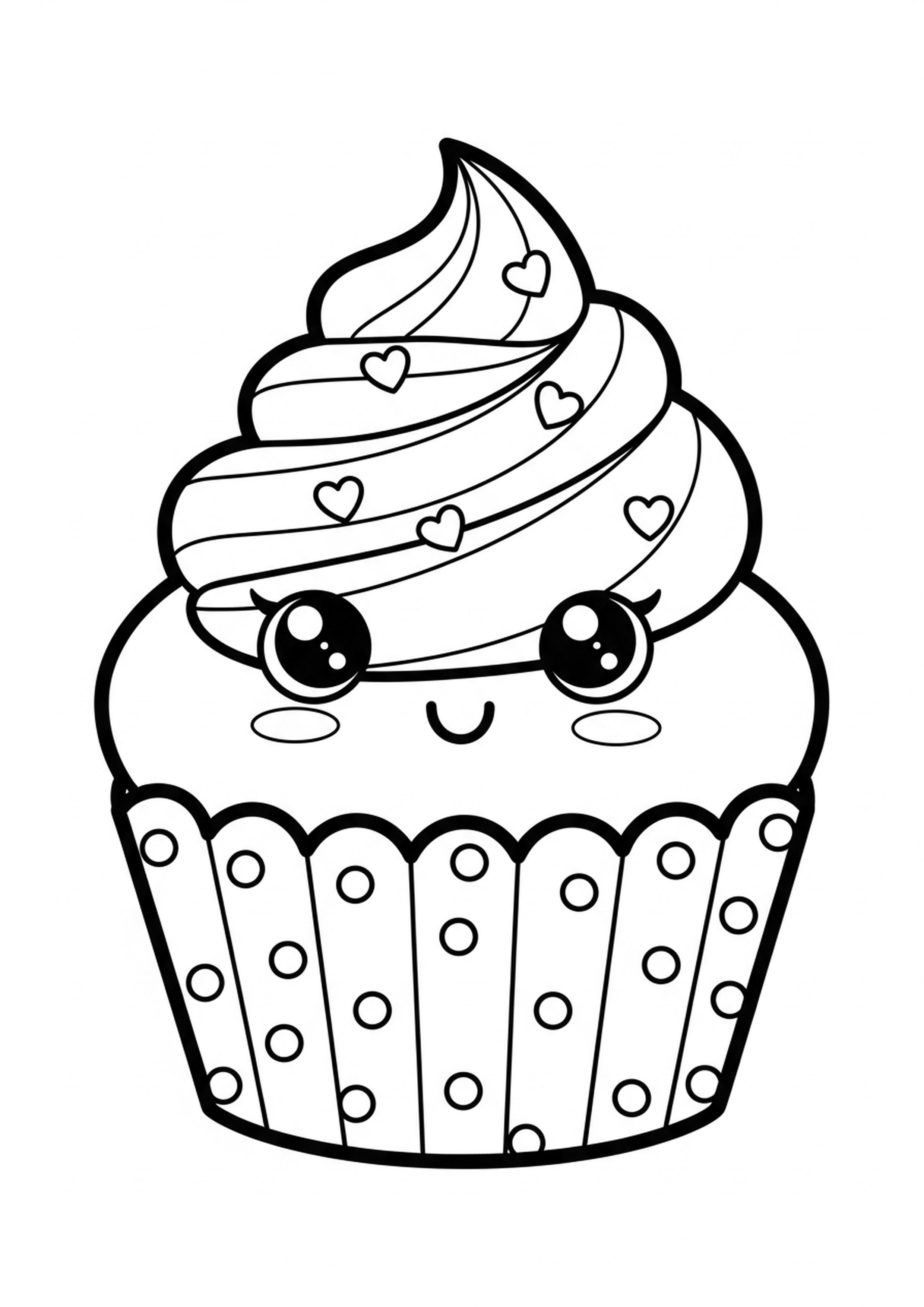 Coloriage cupcake kawaii a imprimer, dessin au trait simple pour enfants