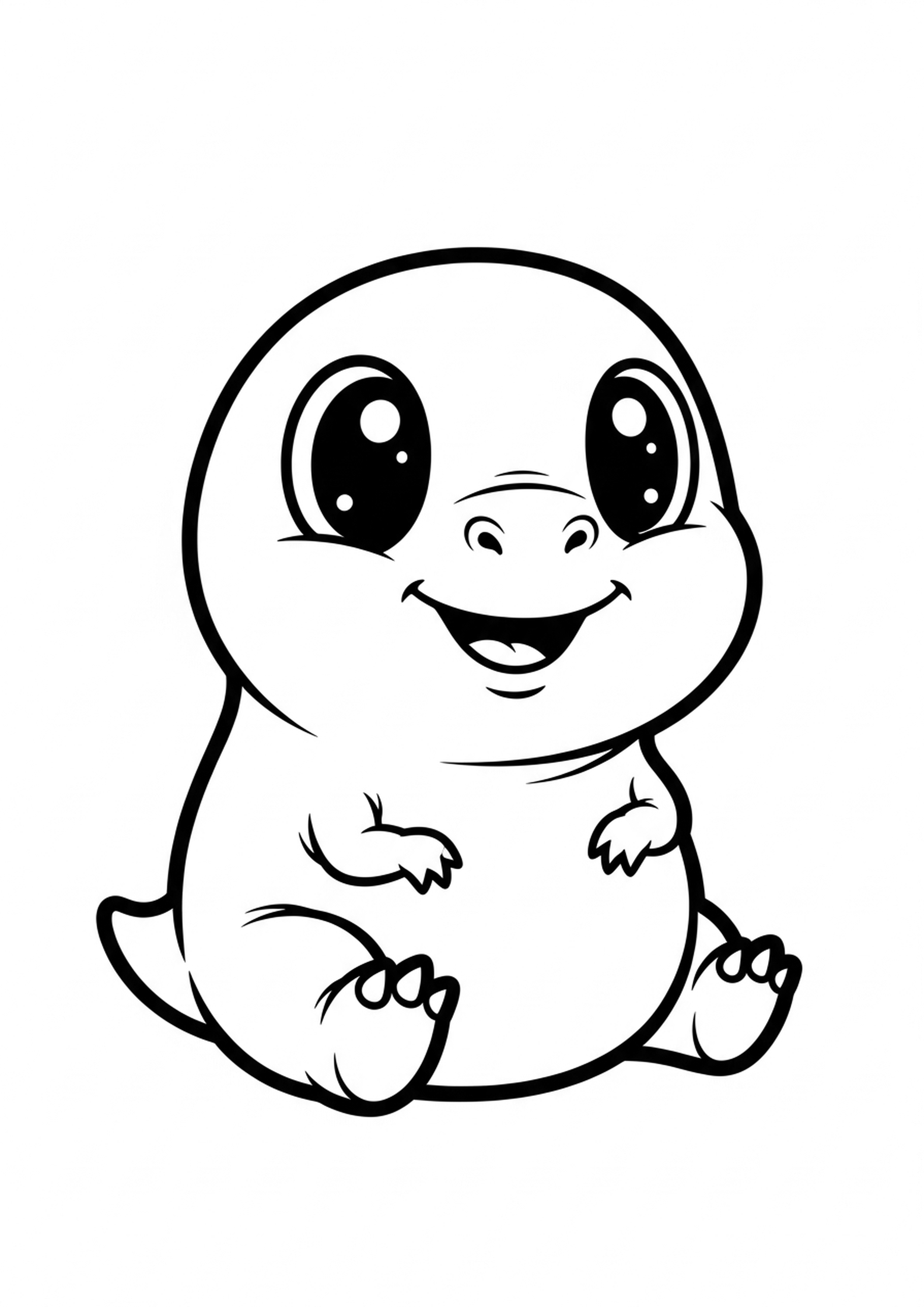 Coloriage dinosaure kawaii a imprimer, dessin au trait simple pour enfants