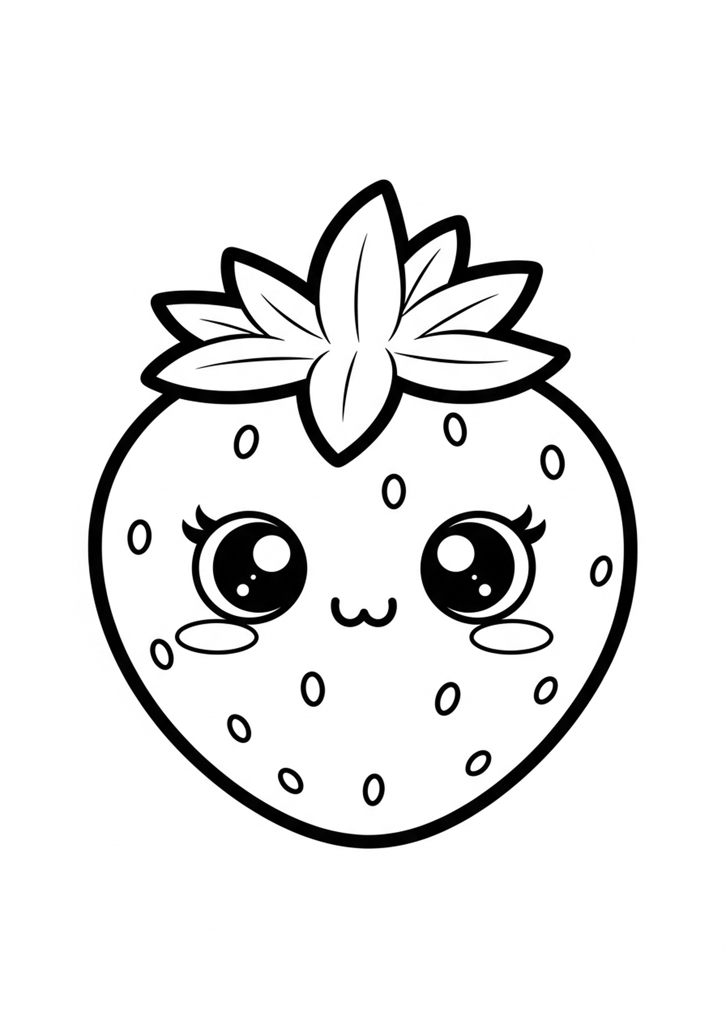 Coloriage fraise kawaii a imprimer, dessin au trait simple pour enfants