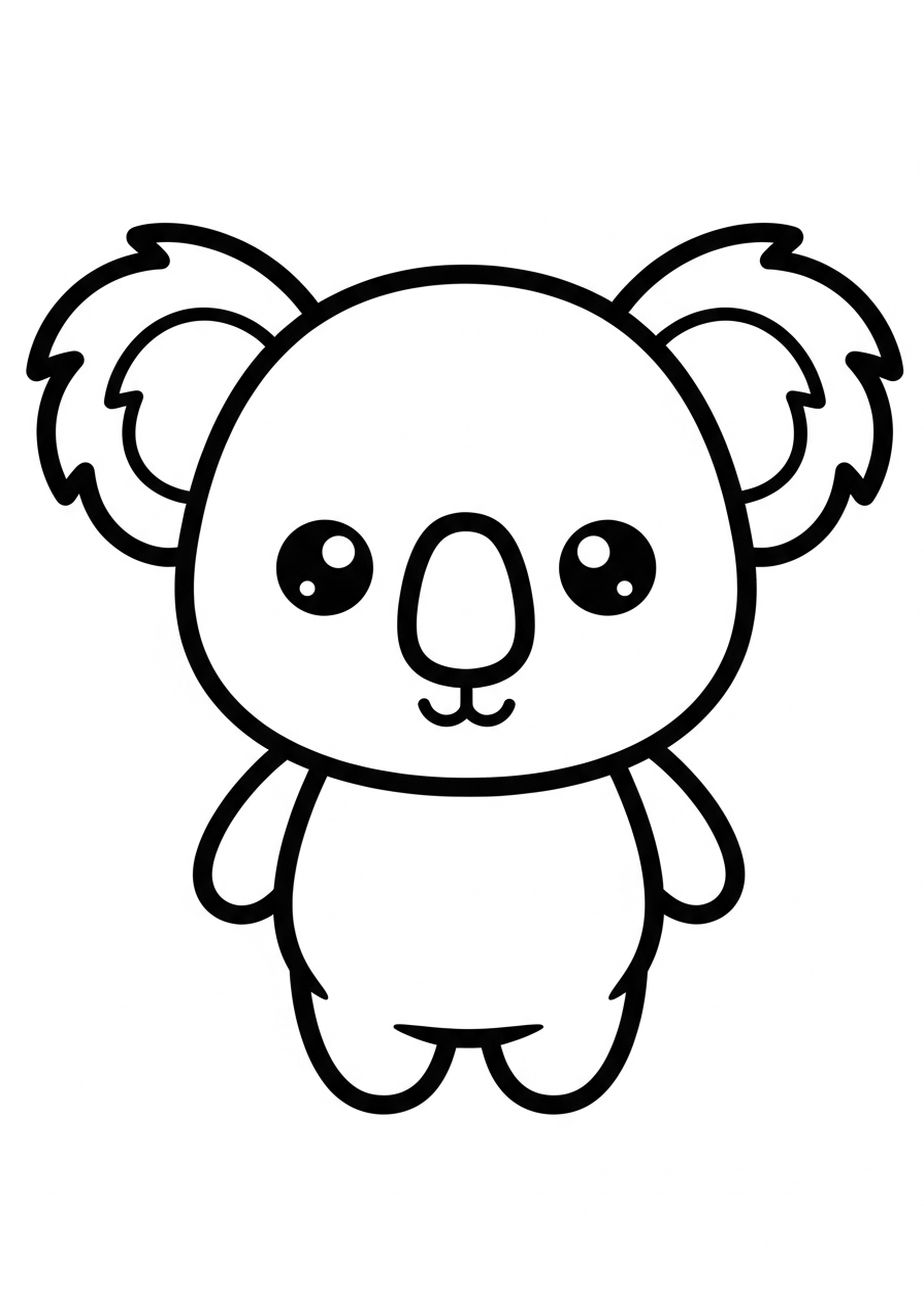 Coloriage koala kawaii a imprimer, dessin au trait simple pour enfants