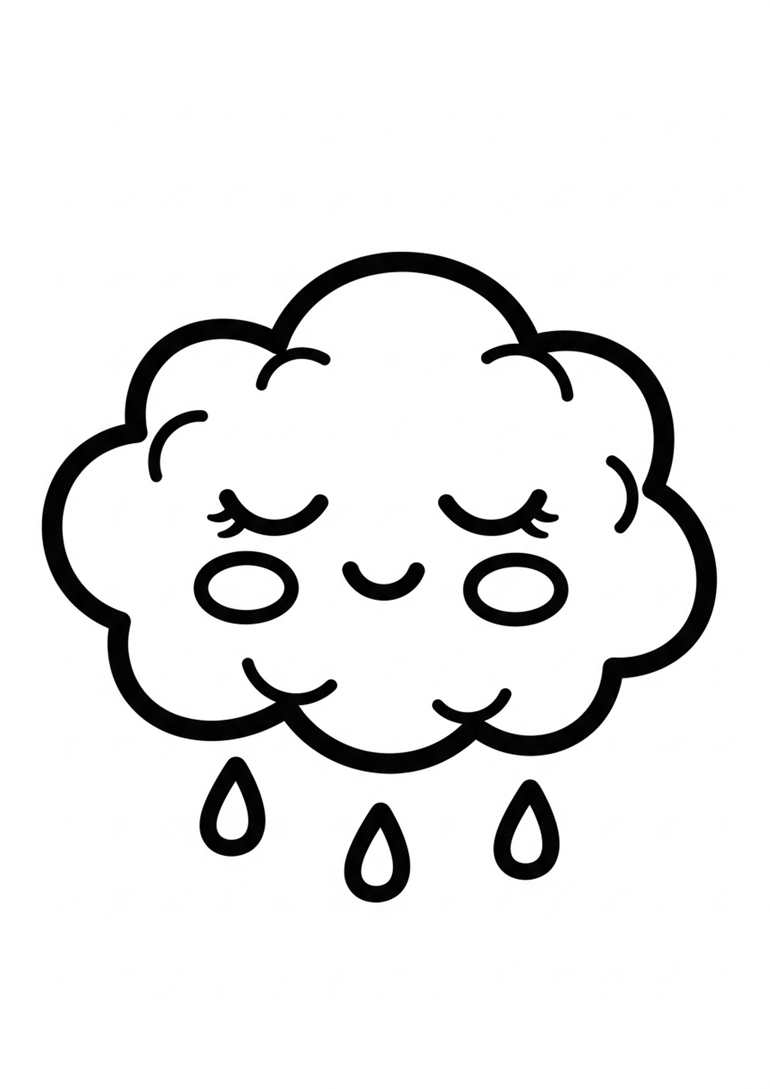 Coloriage nuage kawaii a imprimer, dessin au trait simple pour enfants