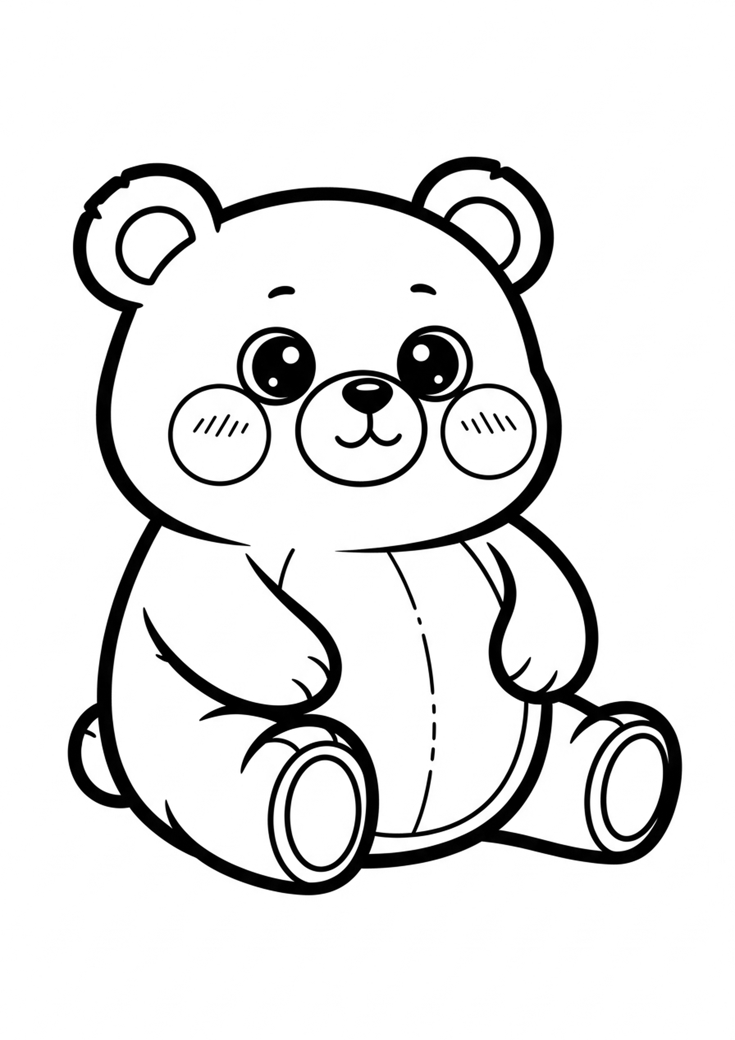 Coloriage ours kawaii a imprimer, dessin au trait simple pour enfants