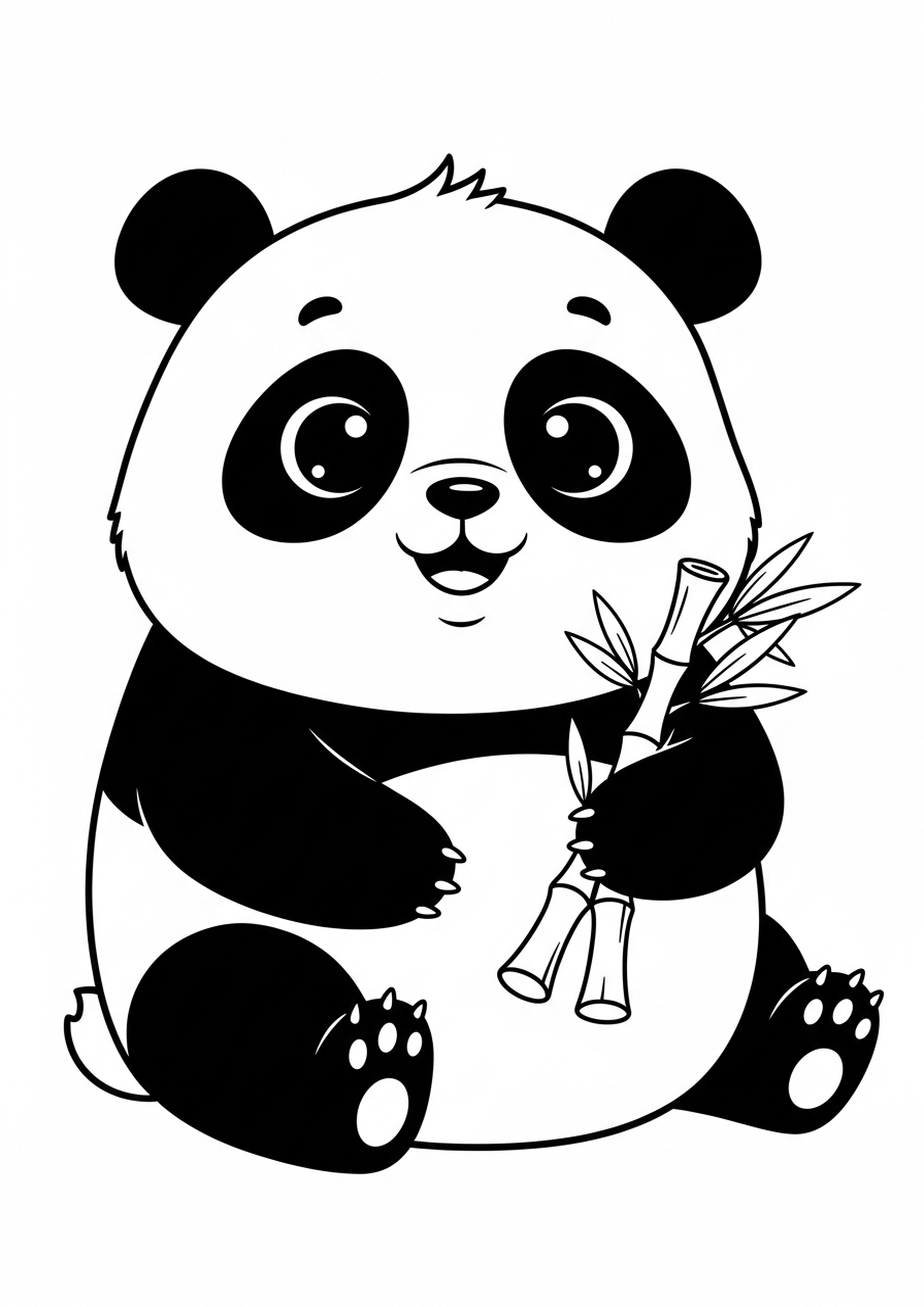 Coloriage panda kawaii a imprimer, dessin au trait simple pour enfants