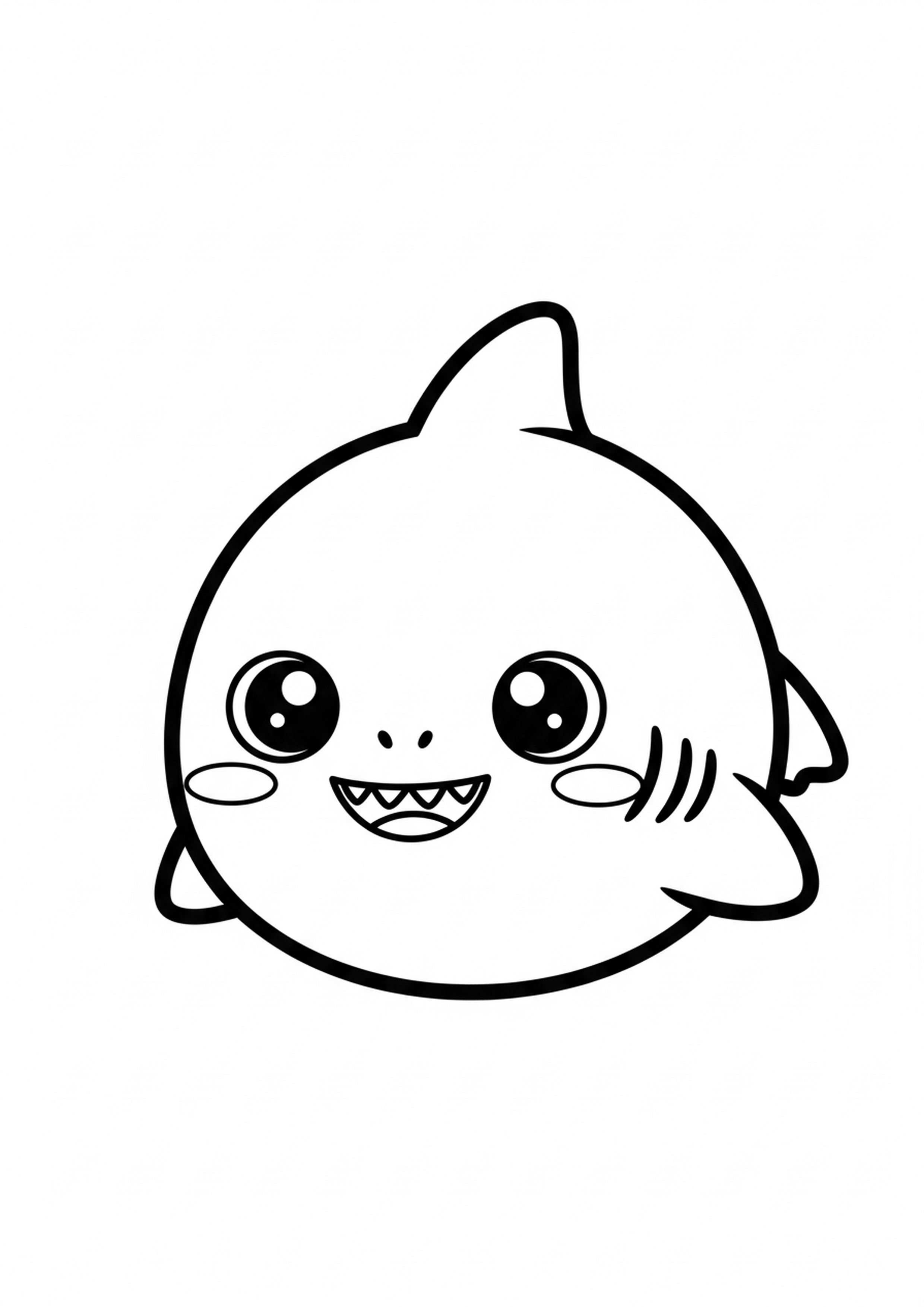 Coloriage requin kawaii a imprimer, dessin au trait simple pour enfants