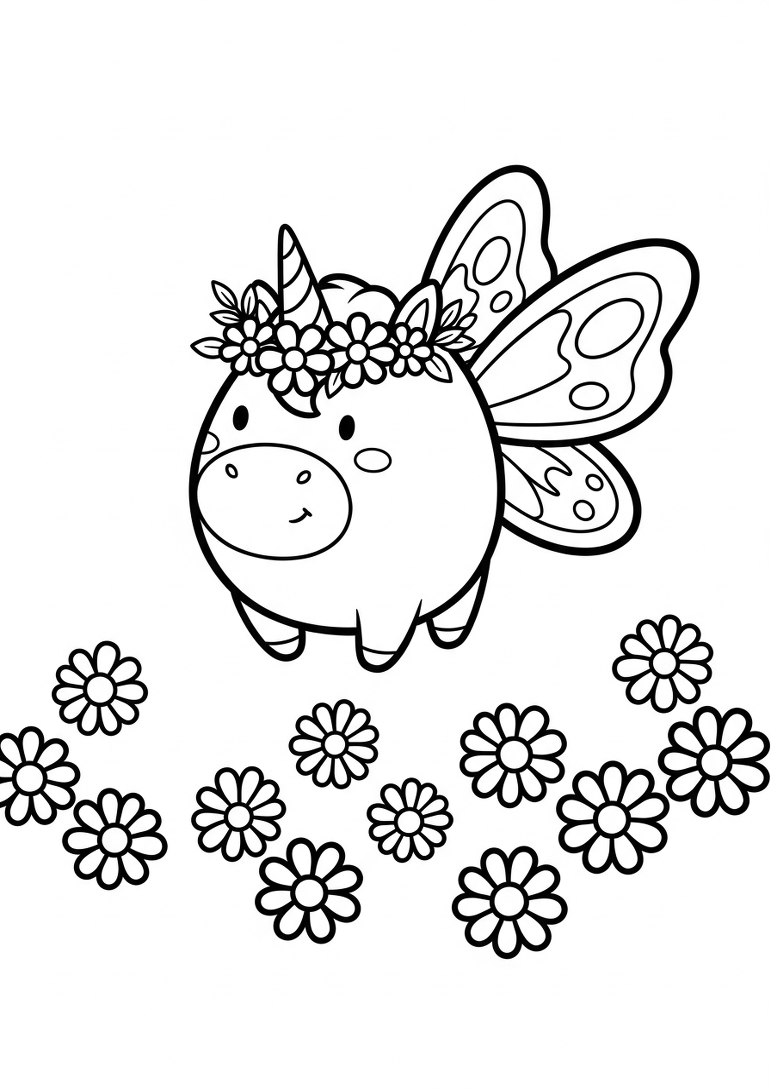 Coloriage licorne fee a imprimer, dessin au trait simple pour enfants