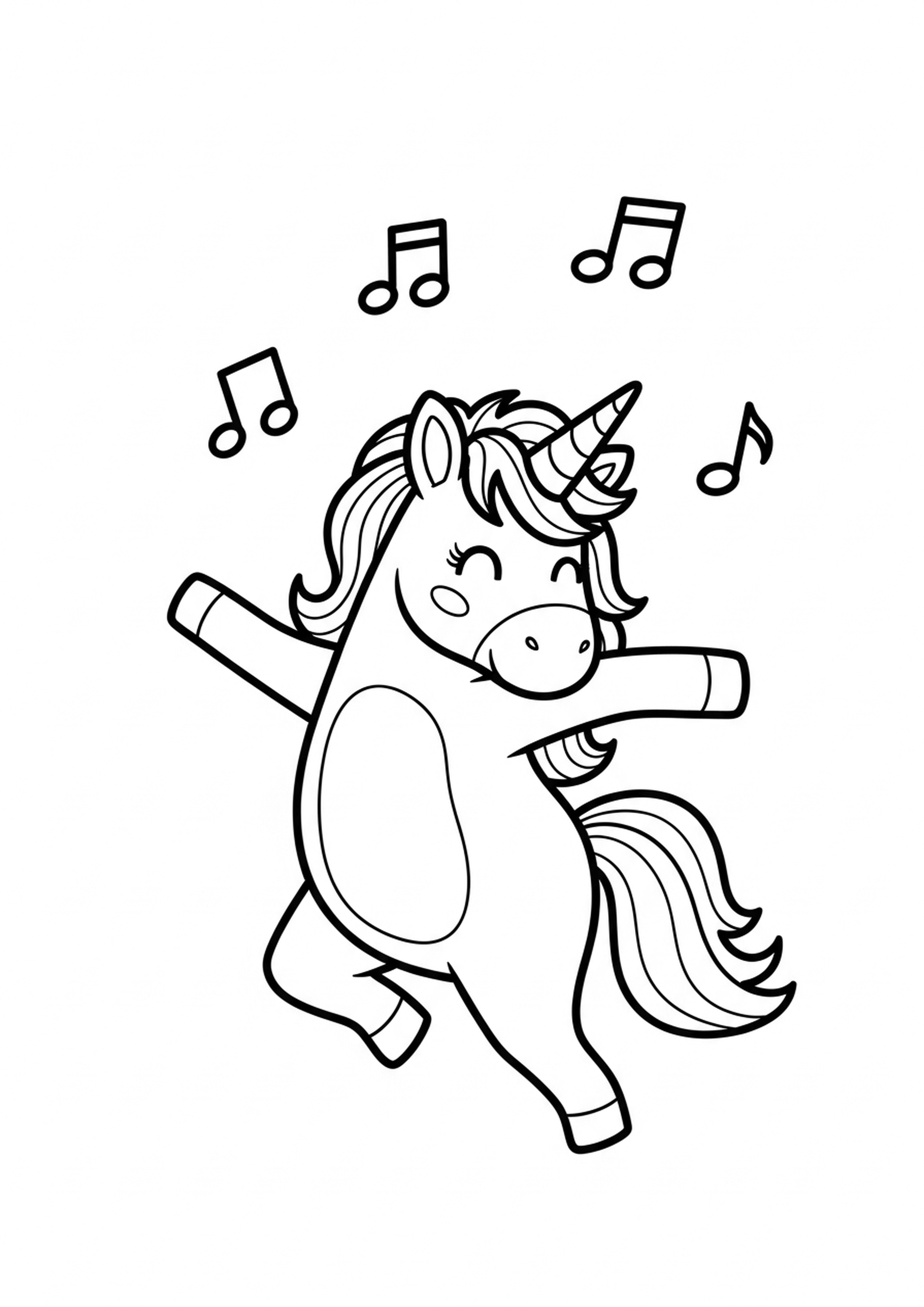 Coloriage licorne musicienne a imprimer, dessin au trait simple pour enfants