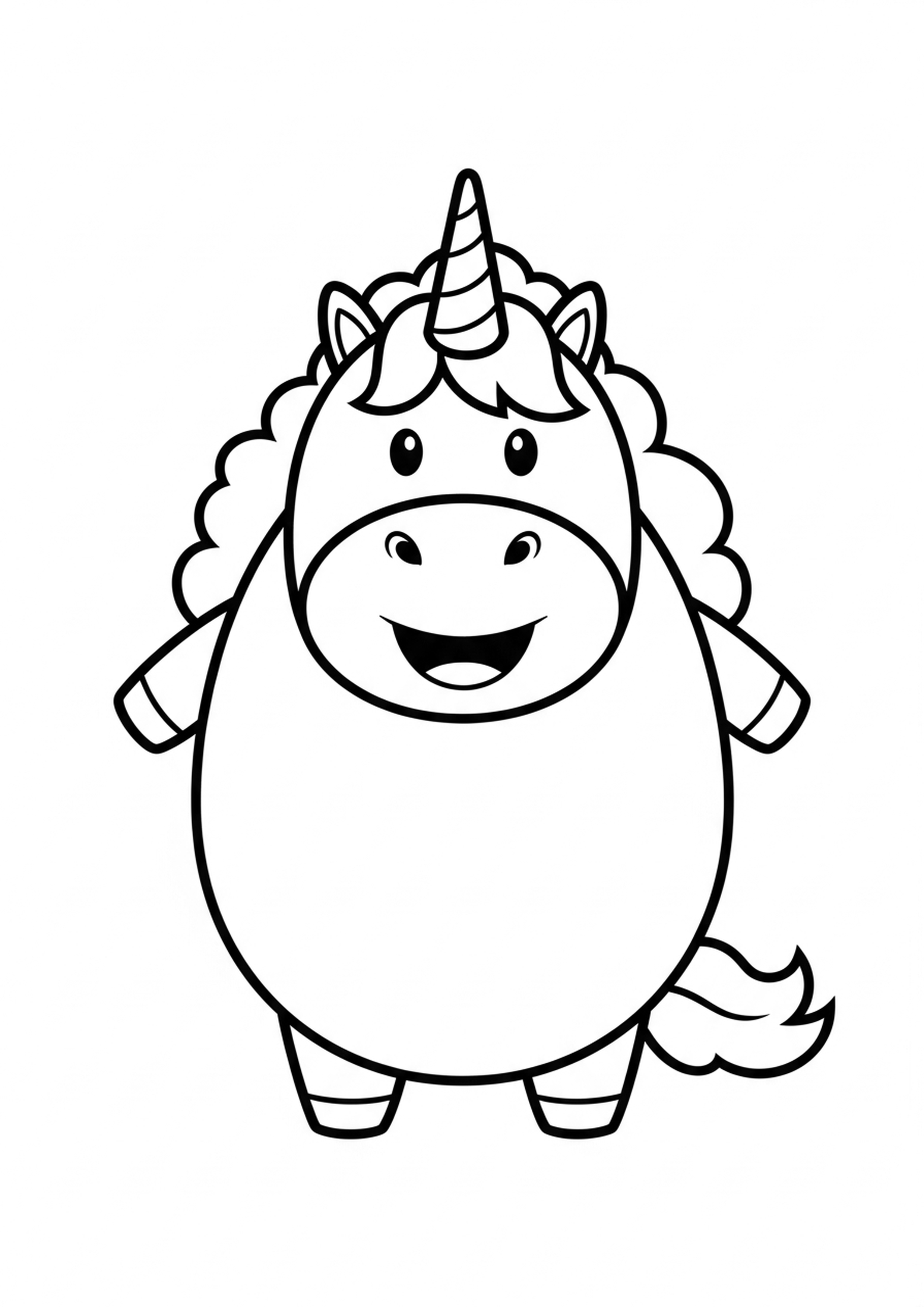 Coloriage licorne tres simple a imprimer, dessin au trait simple pour enfants