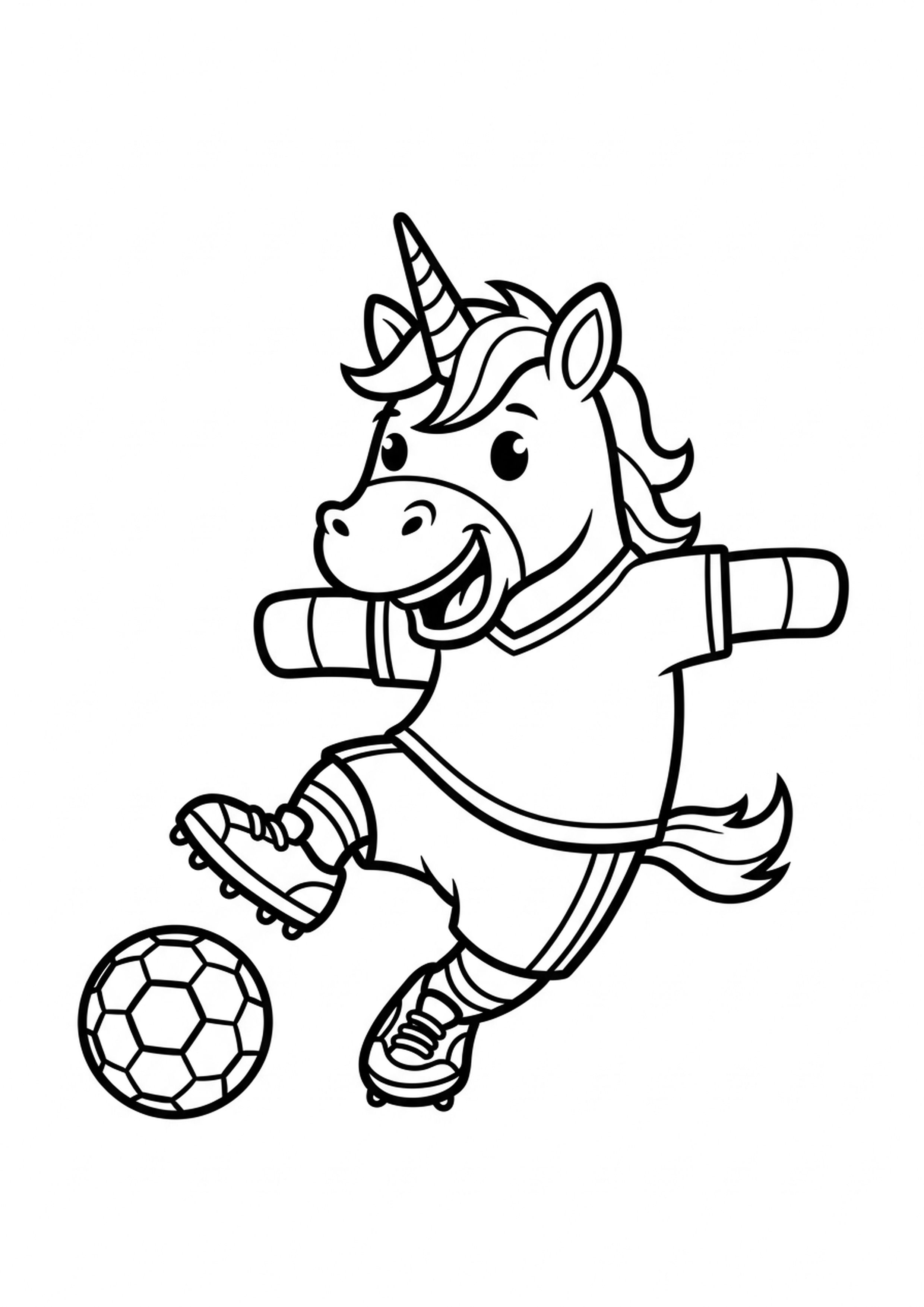 Coloriage licorne sportive a imprimer, dessin au trait simple pour enfants