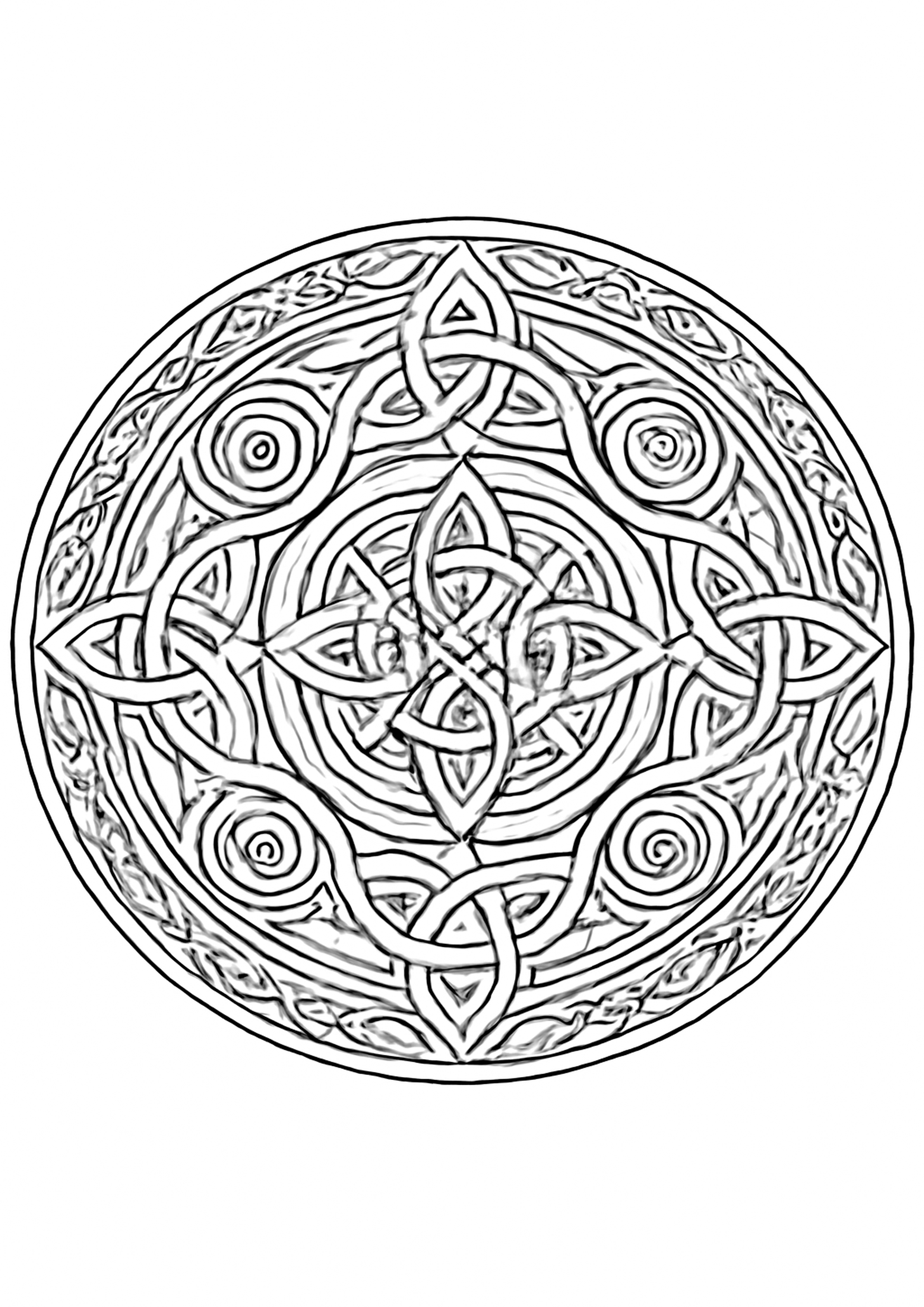 Coloriage mandala celtique a imprimer, dessin au trait simple pour enfants