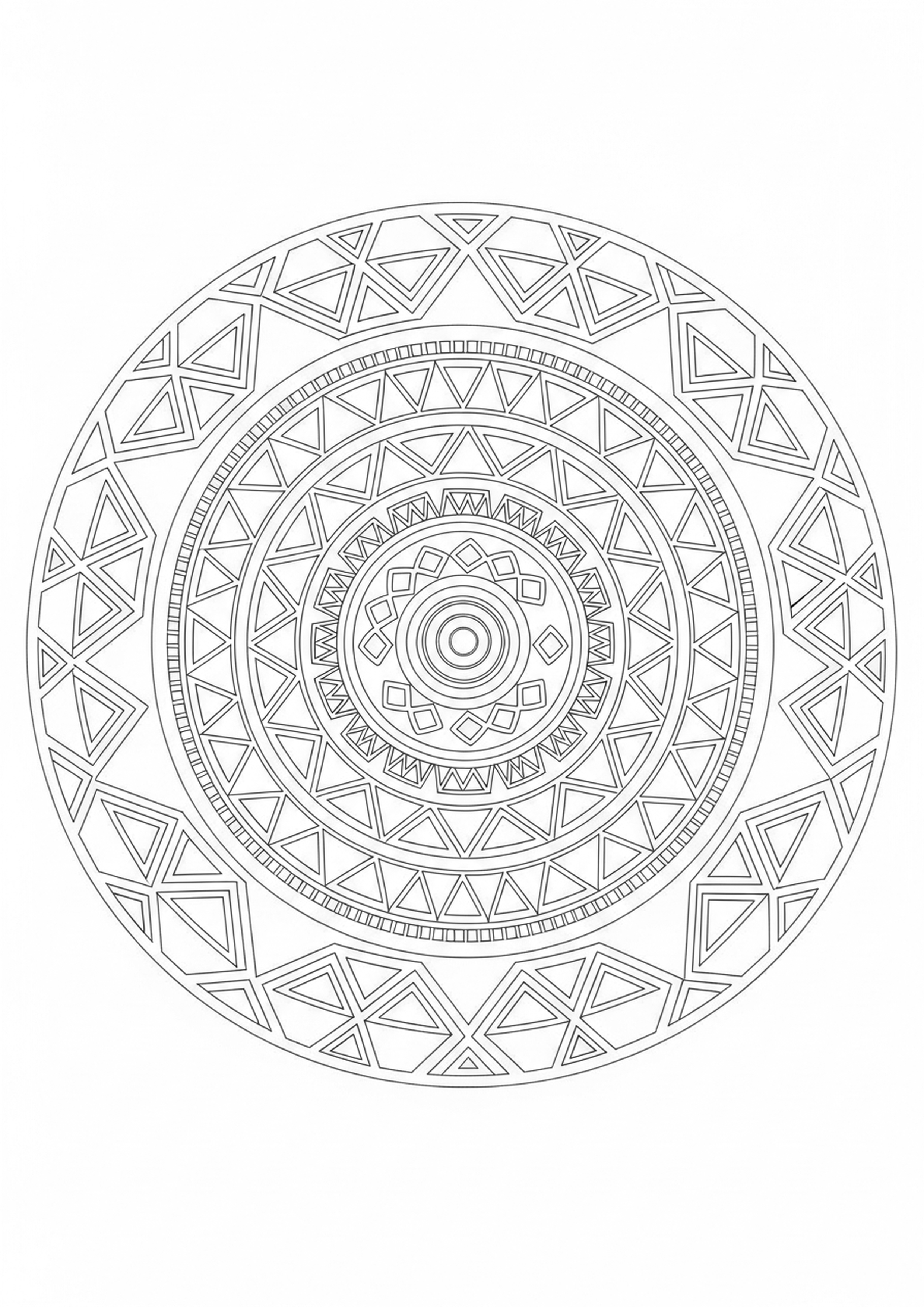 Coloriage mandala geometrique a imprimer, dessin au trait simple pour enfants