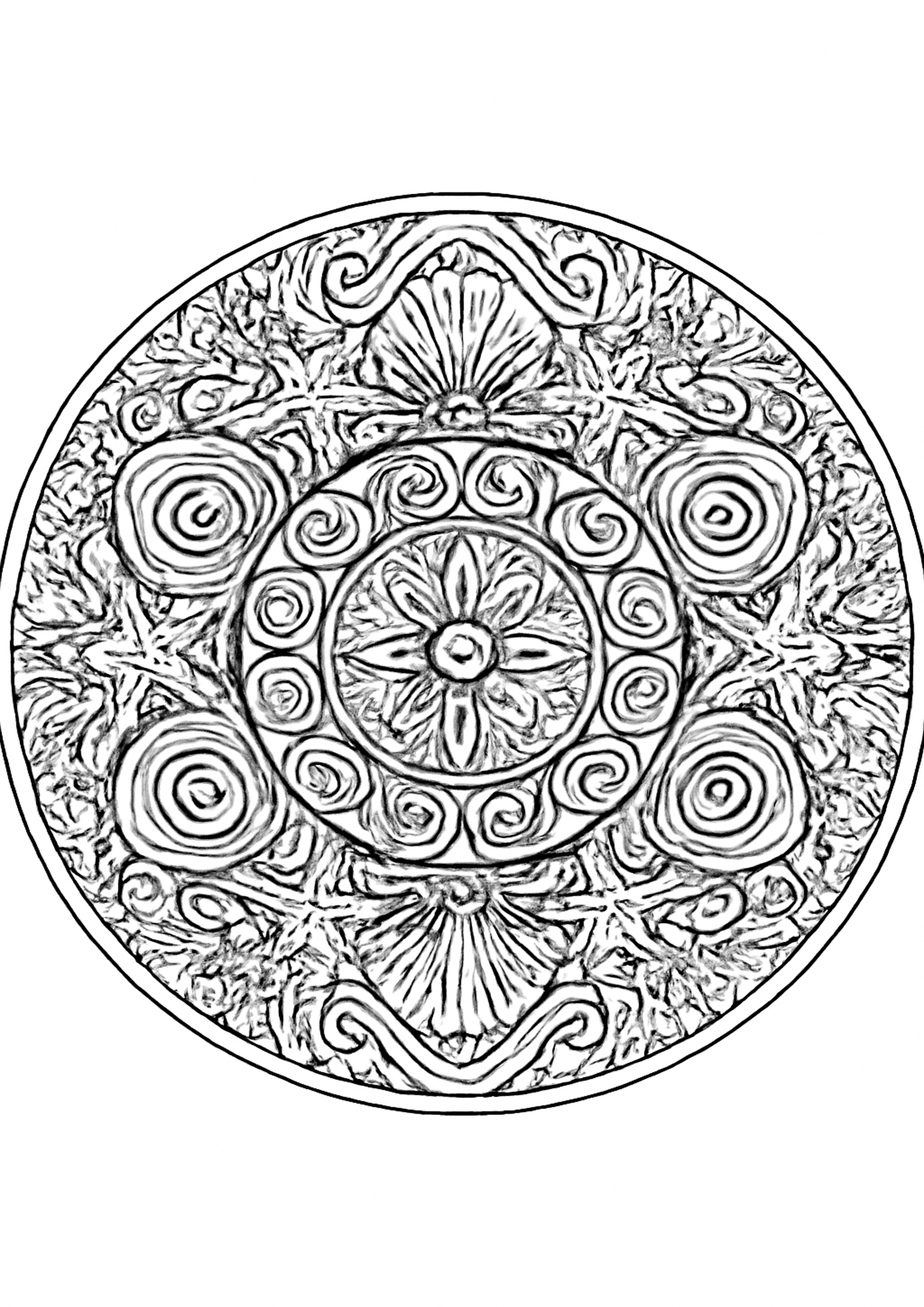 Coloriage mandala ocean a imprimer, dessin au trait simple pour enfants