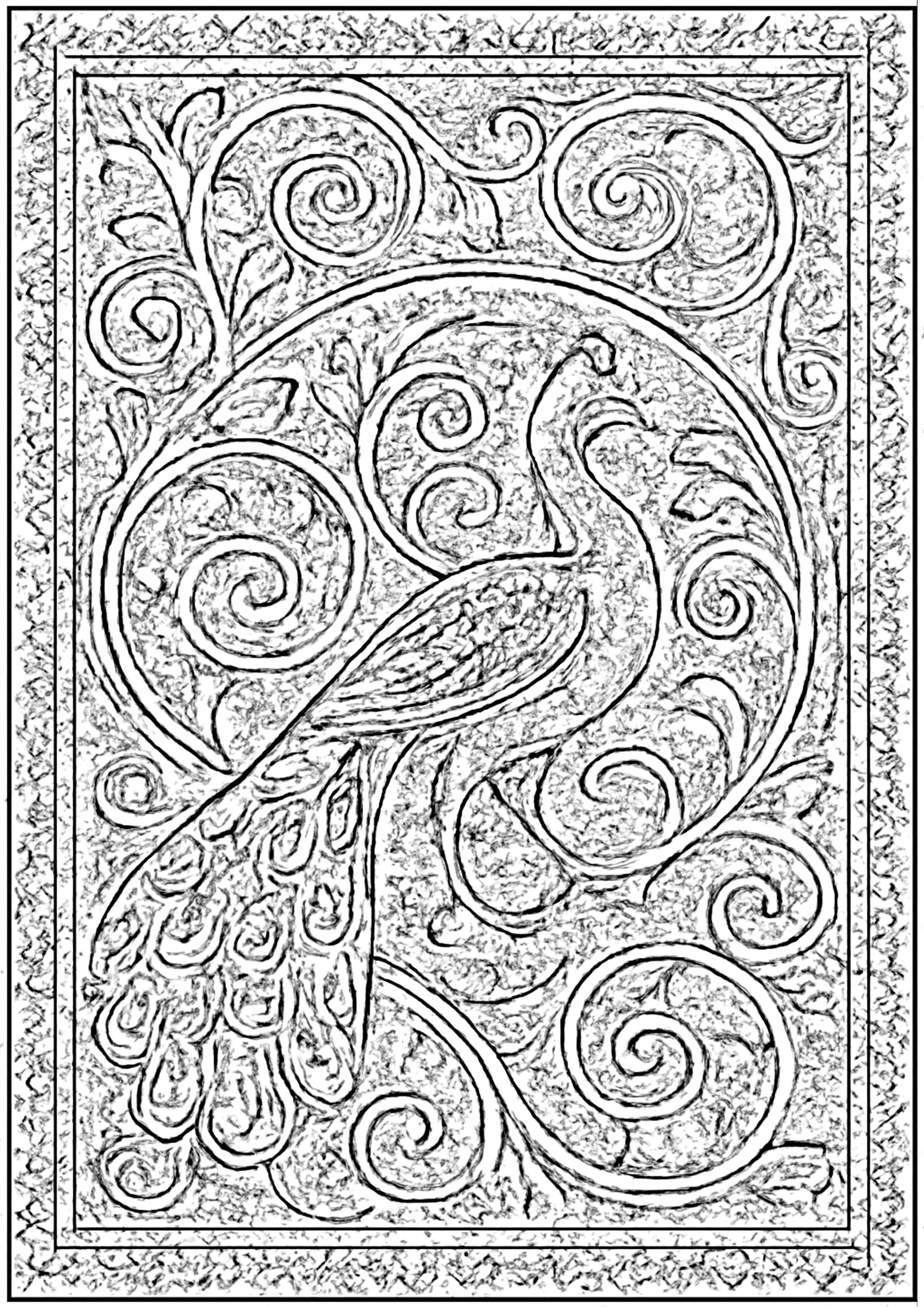 Coloriage mosaique byzantine a imprimer, dessin au trait simple pour enfants