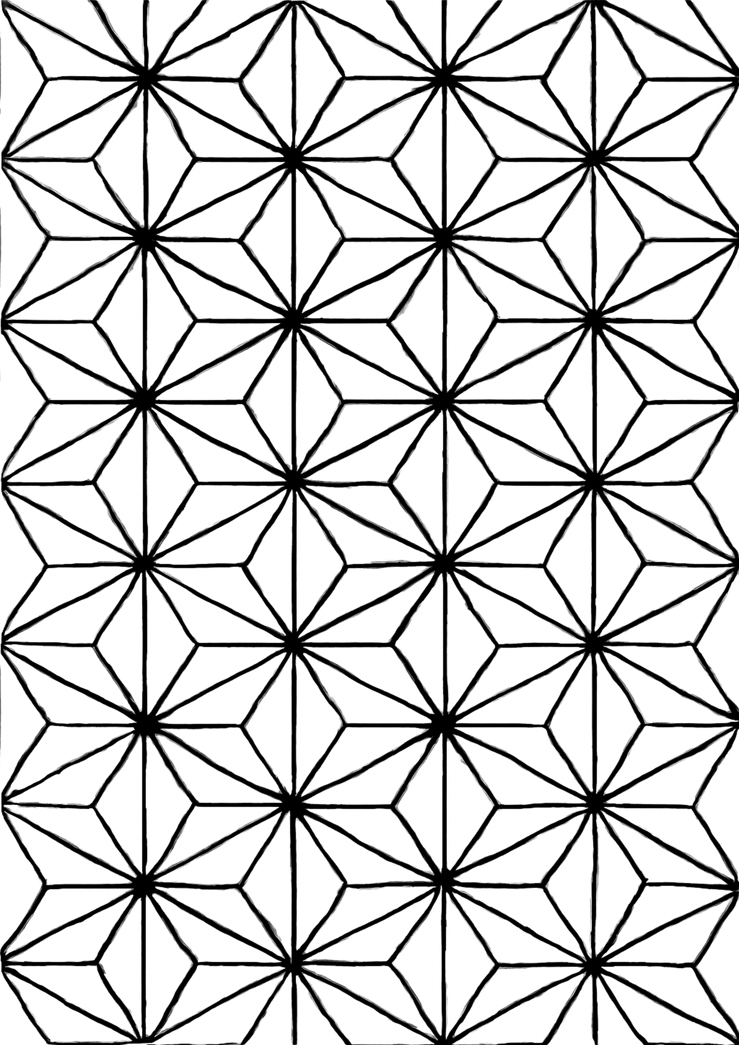 Coloriage mosaique japonaise a imprimer, dessin au trait simple pour enfants