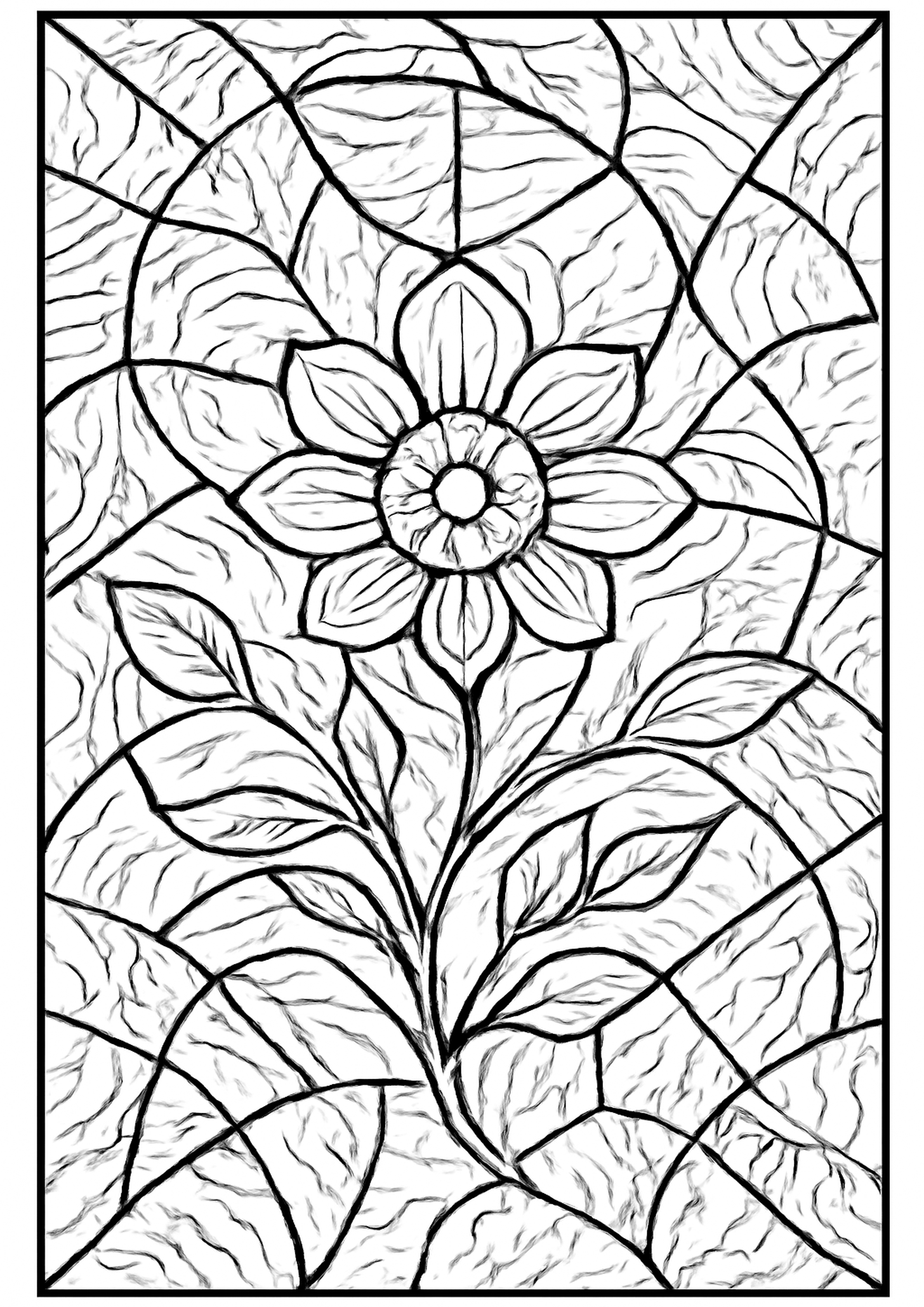 Coloriage vitrail colore a imprimer, dessin au trait simple pour enfants