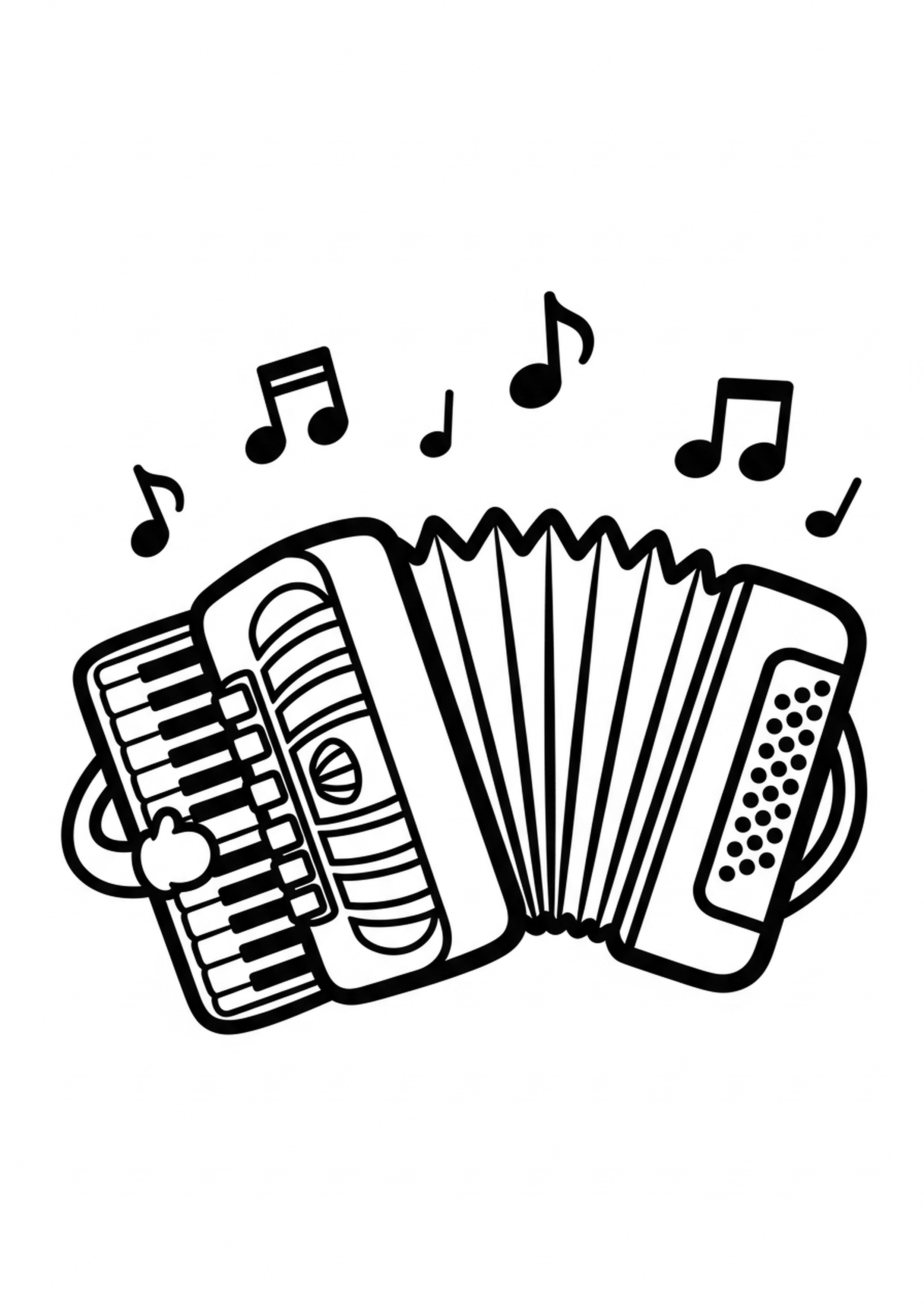 Coloriage accordeon a imprimer, dessin au trait simple pour enfants