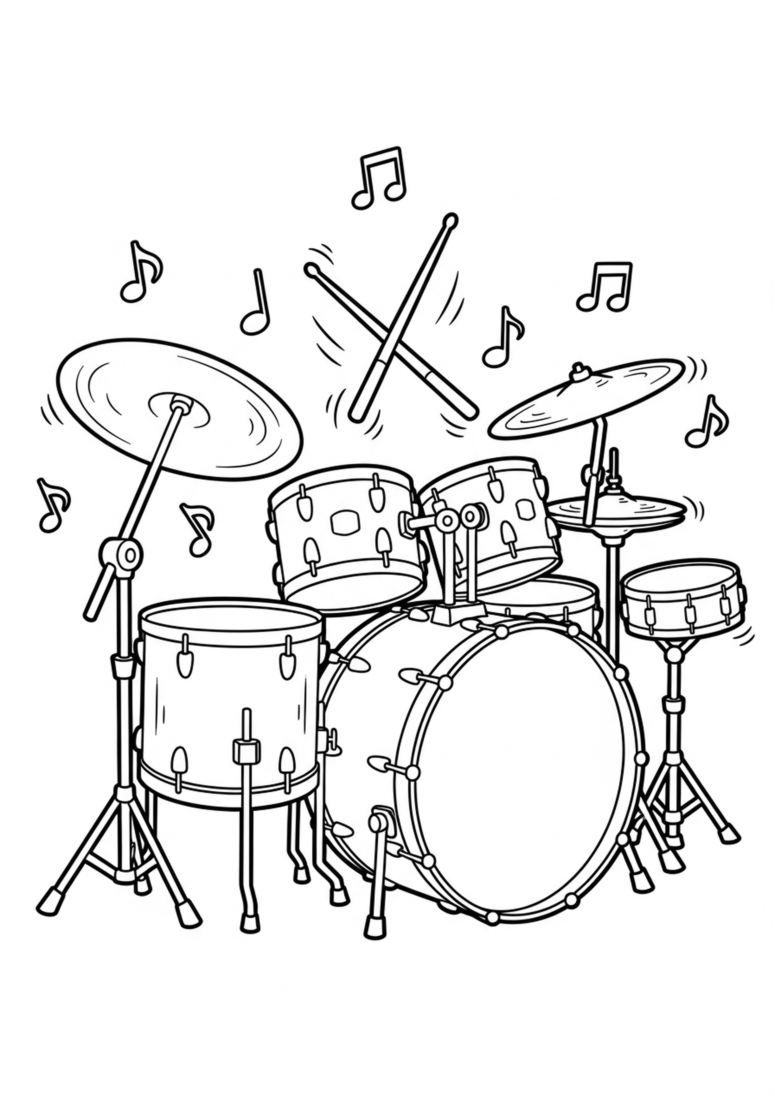 Coloriage batterie rock a imprimer, dessin au trait simple pour enfants