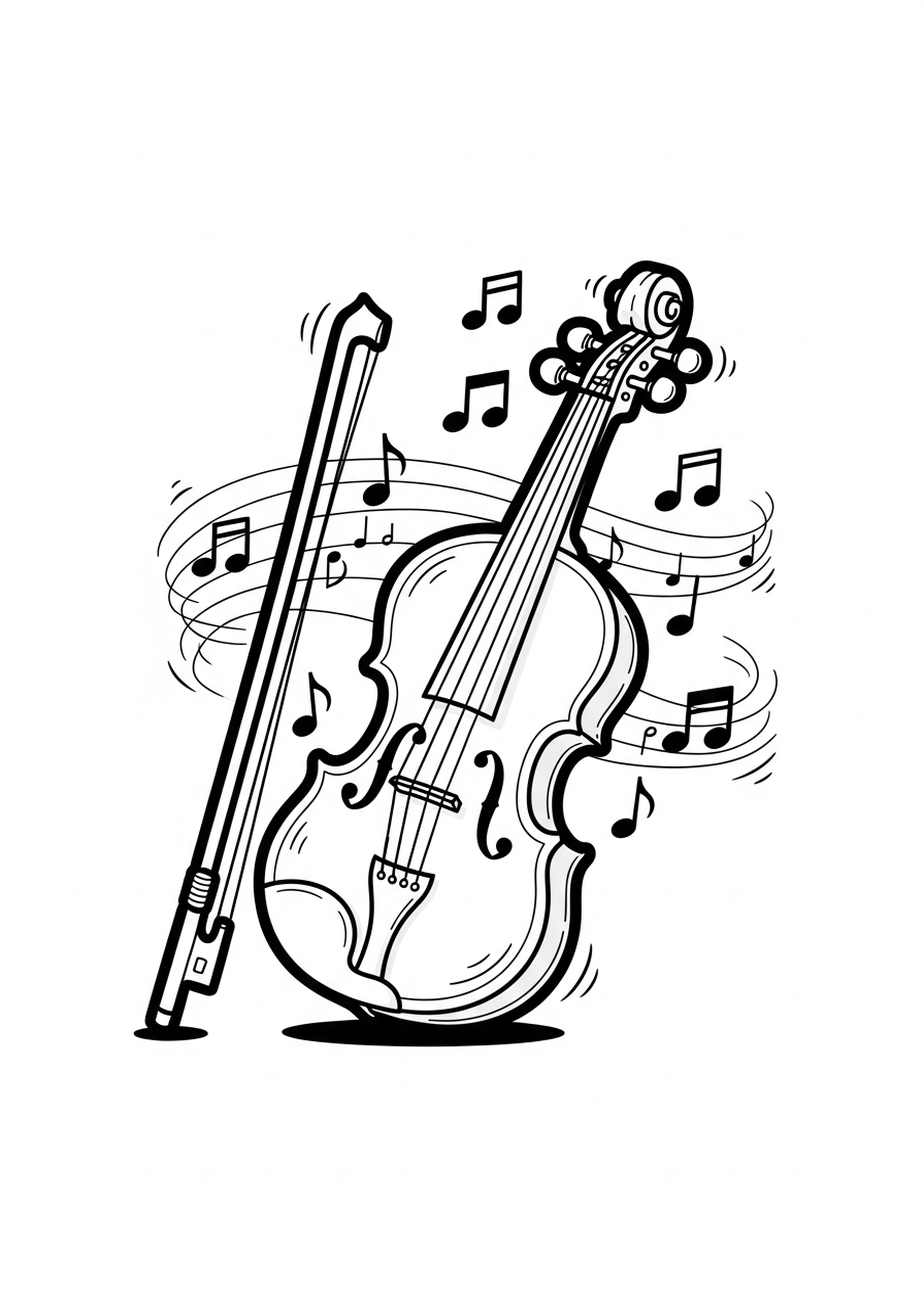 Coloriage violon melodieux a imprimer, dessin au trait simple pour enfants