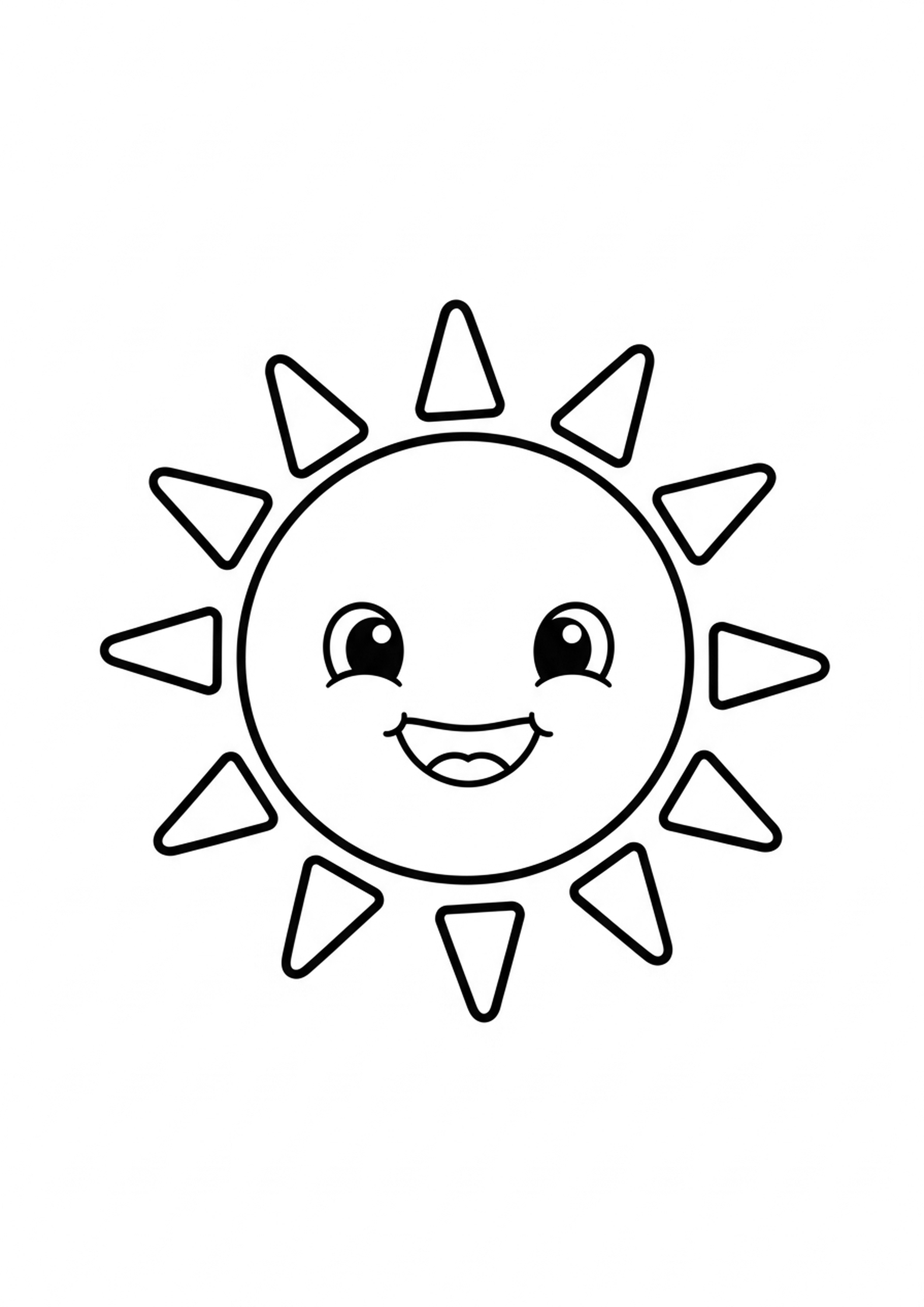 Coloriage soleil souriant a imprimer, dessin au trait simple pour enfants