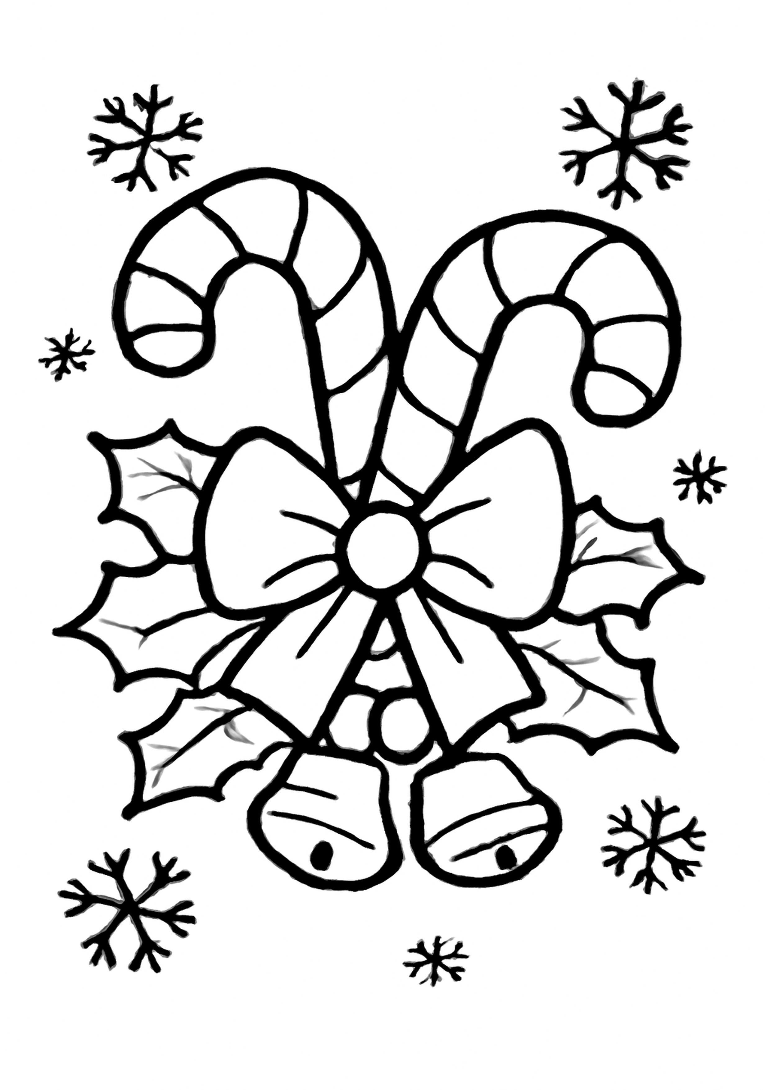 Coloriage cannes de bonbon noel a imprimer, dessin au trait simple pour enfants