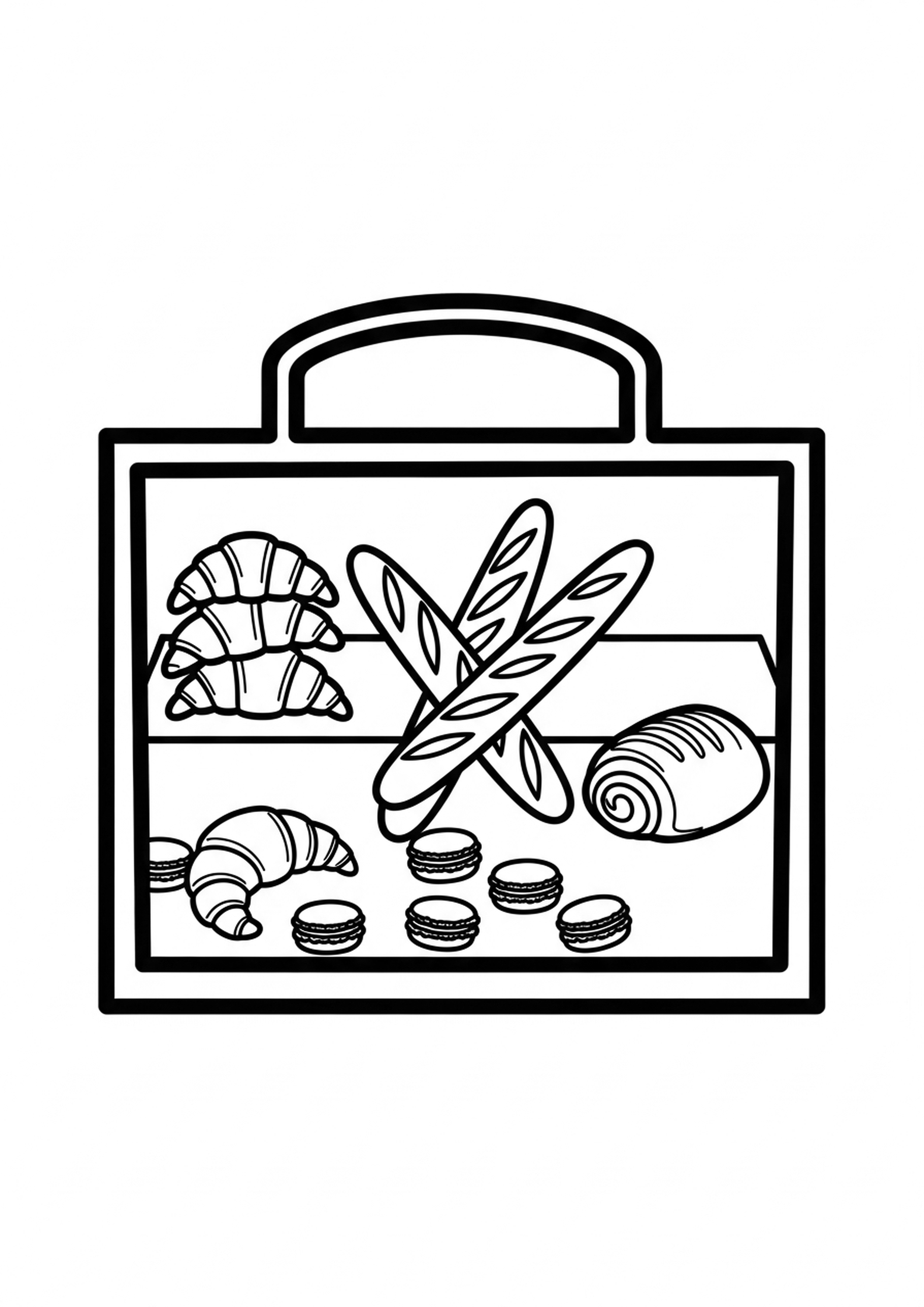 Coloriage la boulangerie francaise a imprimer, dessin au trait simple pour enfants