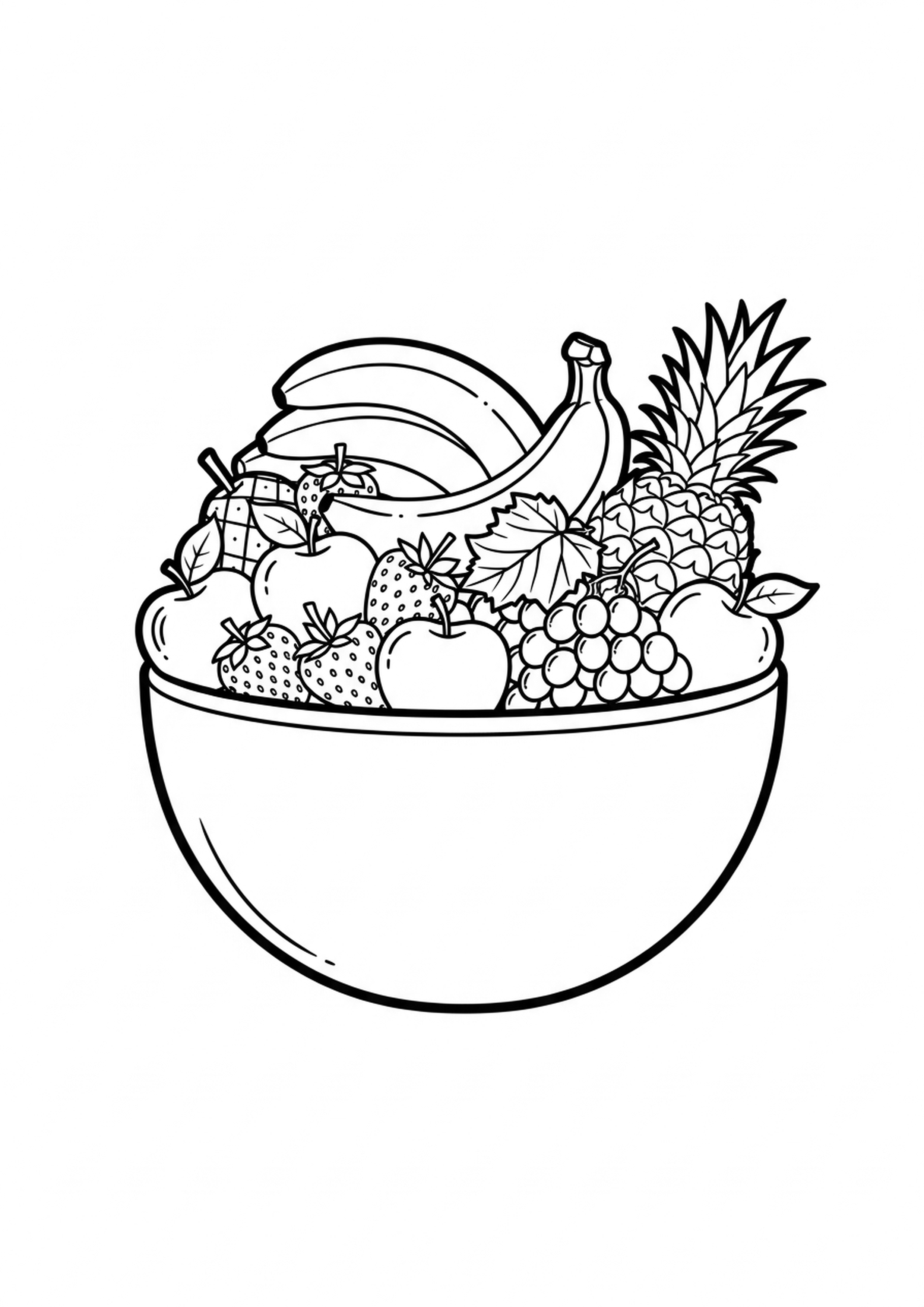 Coloriage corbeille de fruits a imprimer, dessin au trait simple pour enfants