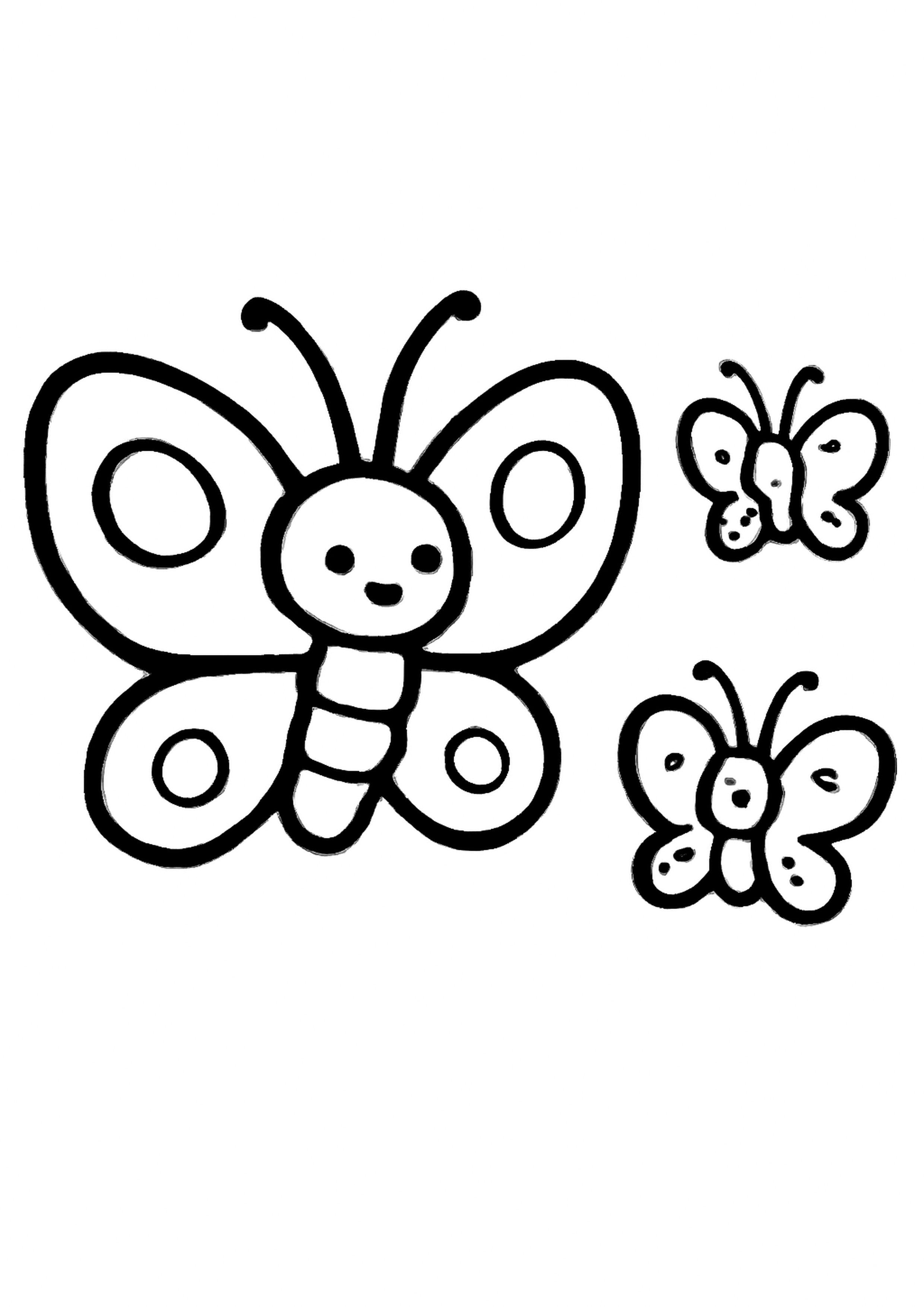 Coloriage famille de papillons a imprimer, dessin au trait simple pour enfants