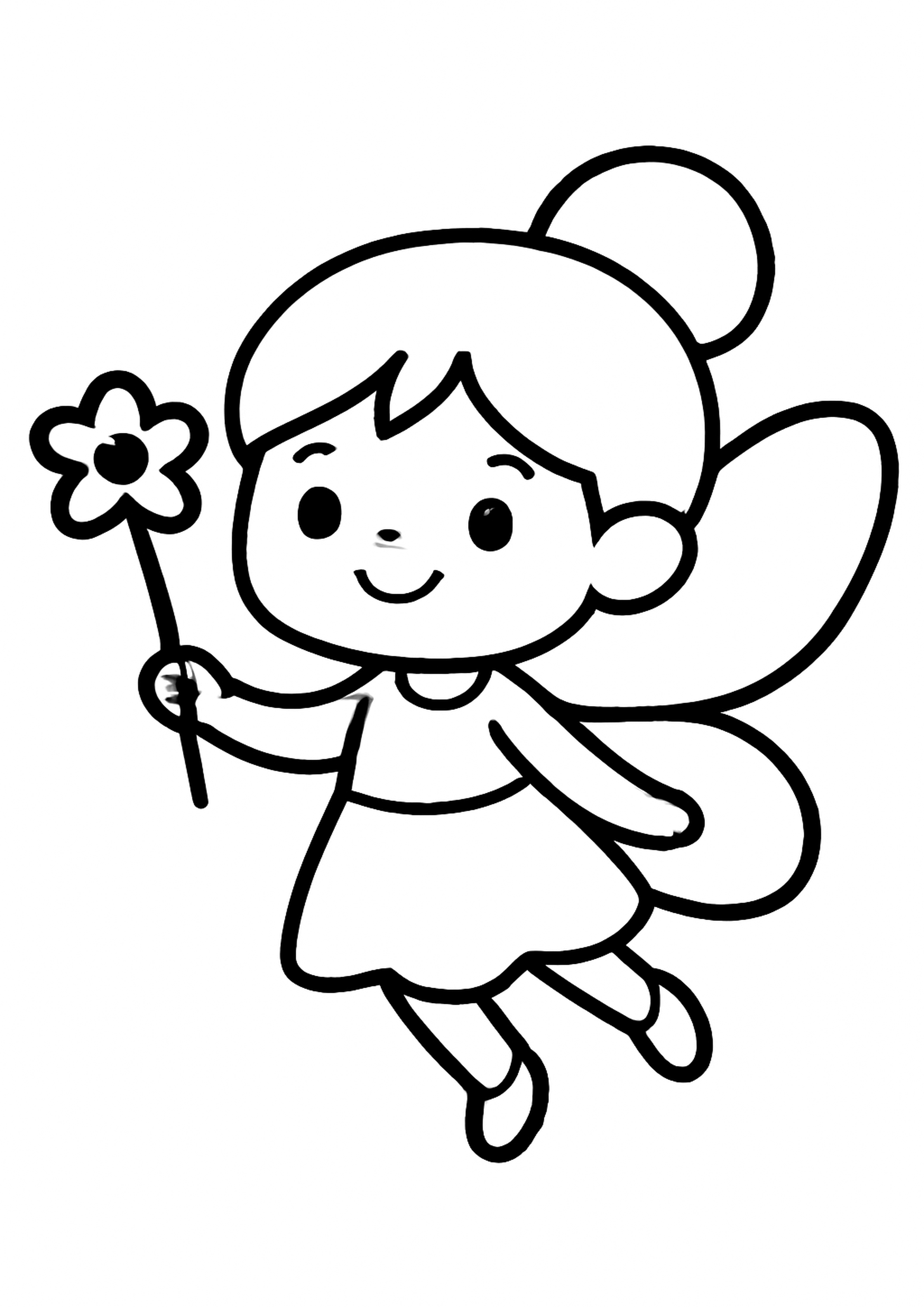 Coloriage fee aux ailes de papillon a imprimer, dessin au trait simple pour enfants