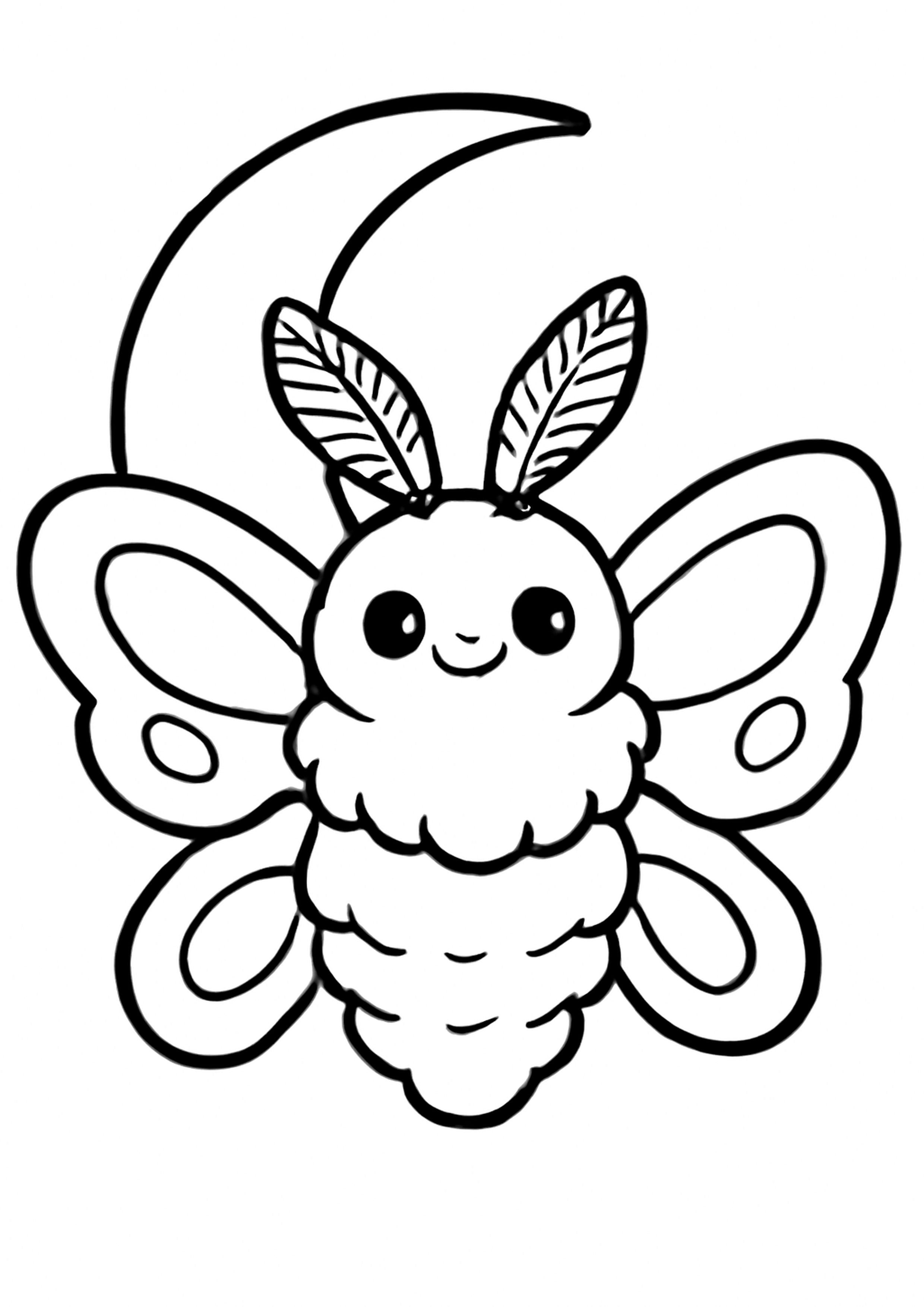 Coloriage papillon de nuit a imprimer, dessin au trait simple pour enfants