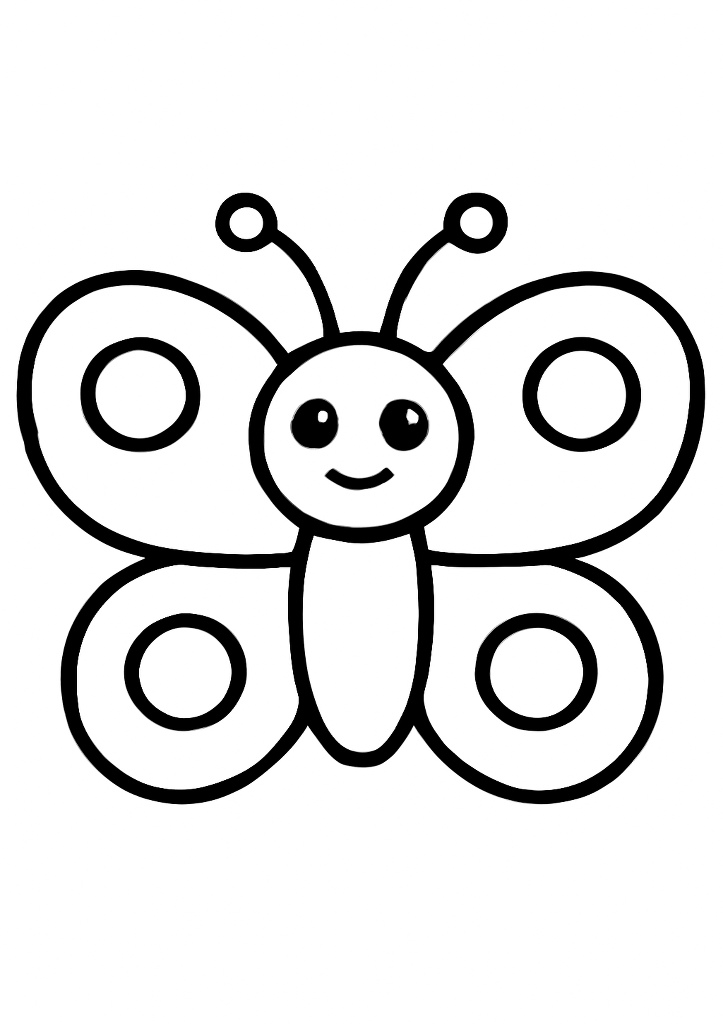 Coloriage beau papillon simple a imprimer, dessin au trait simple pour enfants