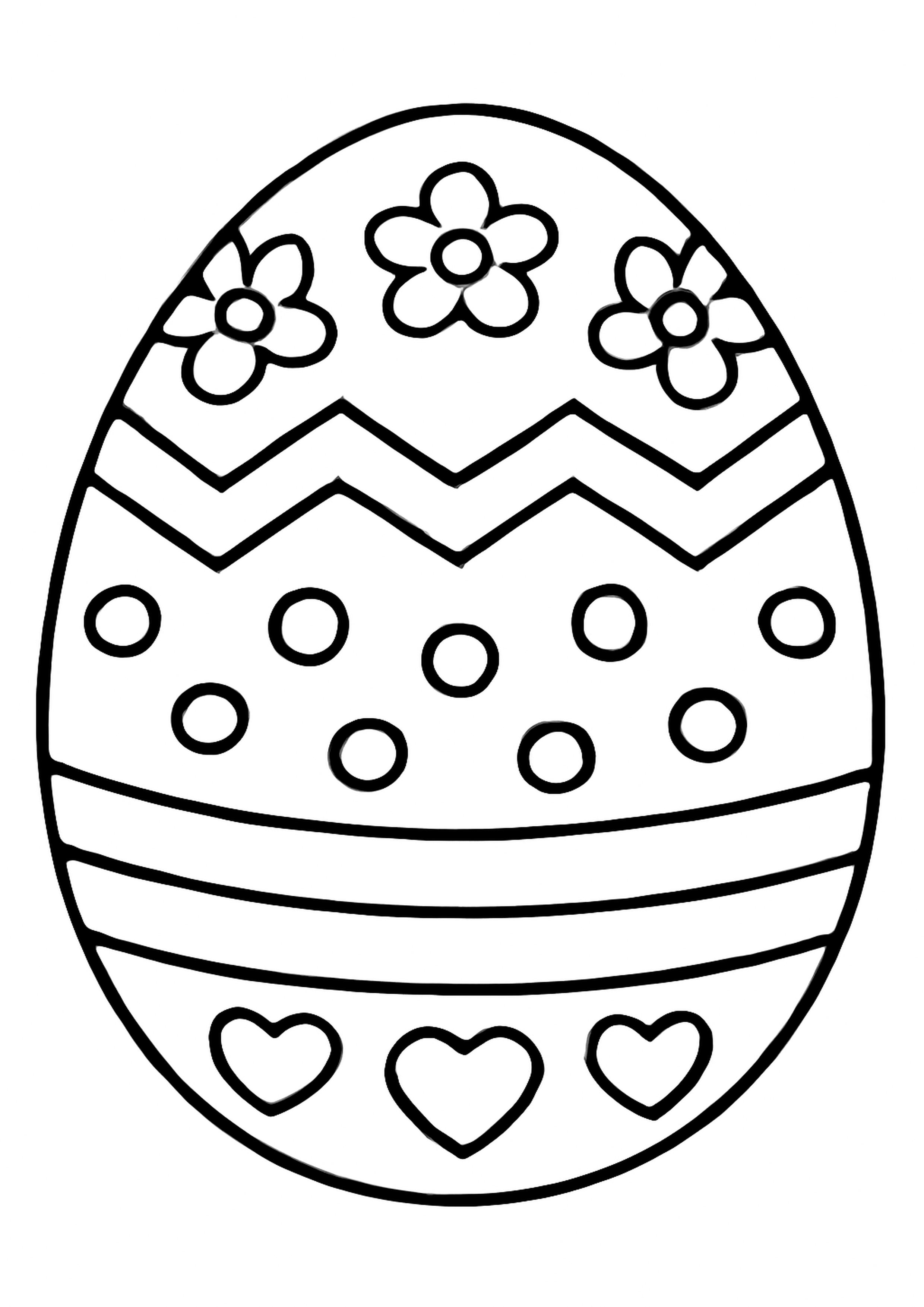 Coloriage oeuf de paques decore a imprimer, dessin au trait simple pour enfants