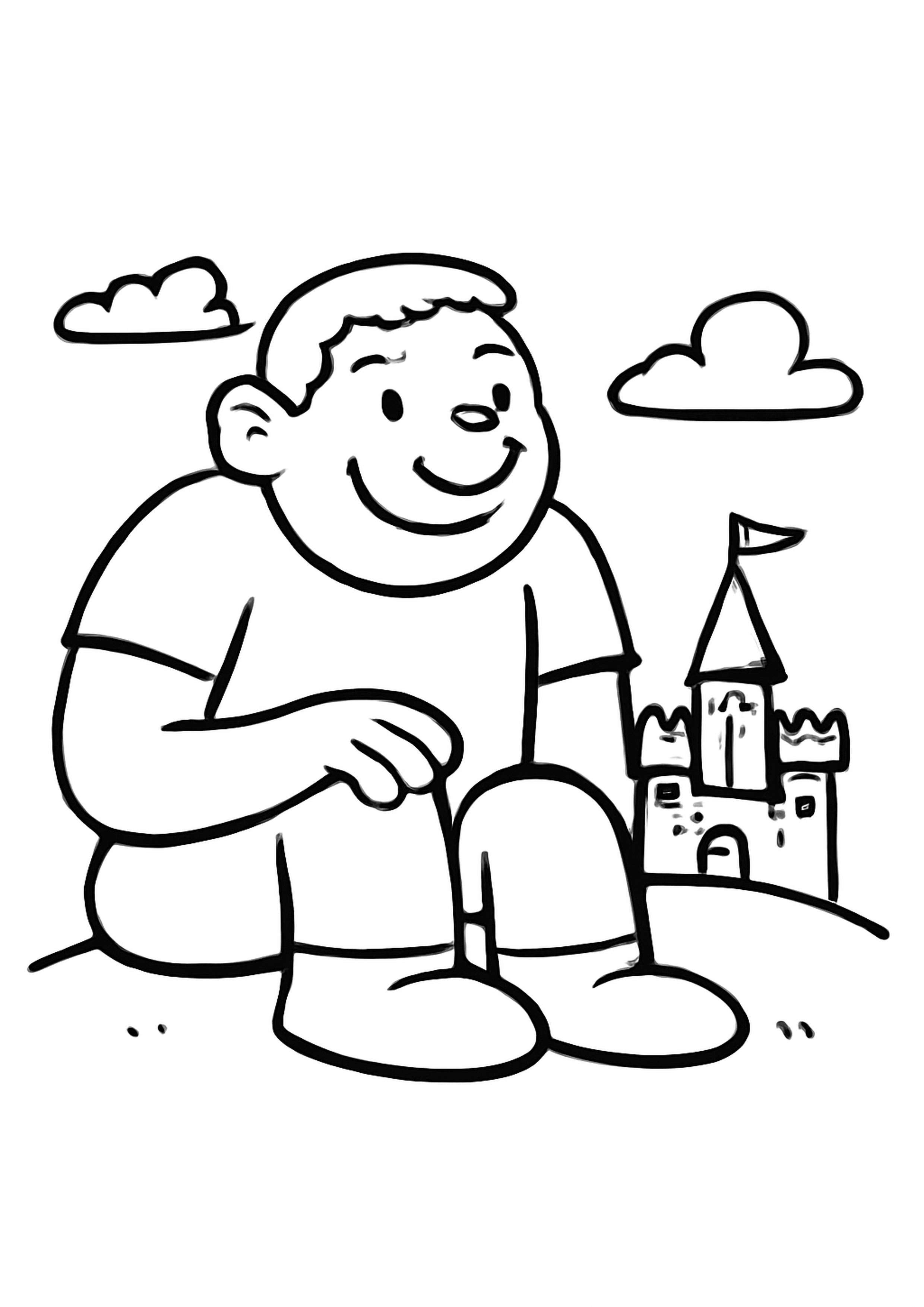 Coloring page of friendly giant, simple line drawing for children