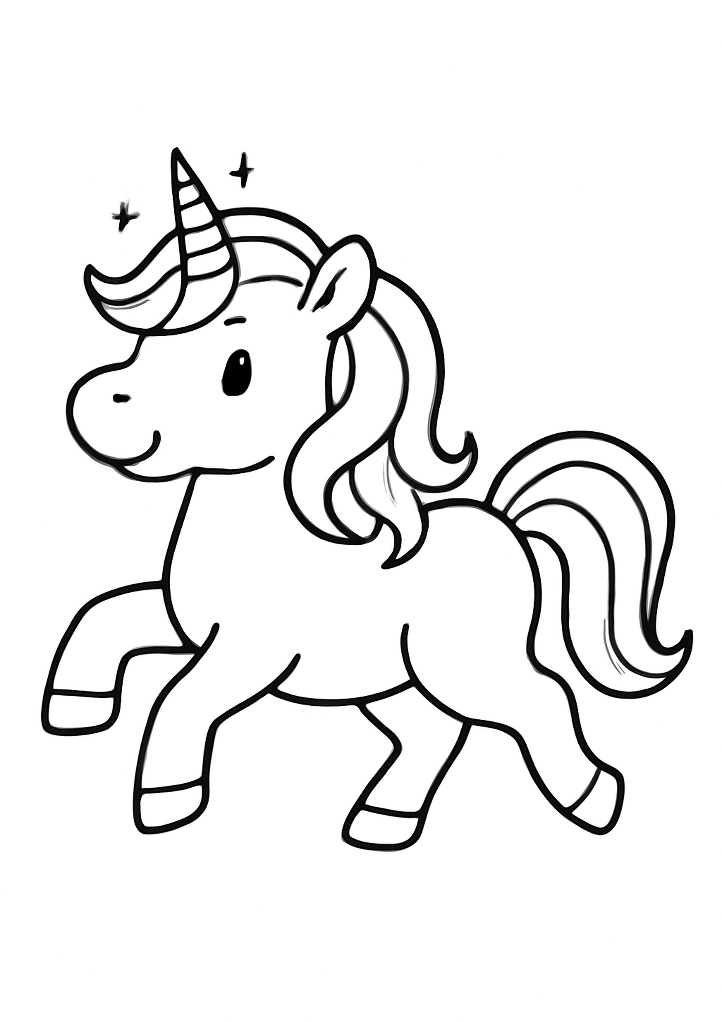 Coloriage licorne magique a imprimer, dessin au trait simple pour enfants