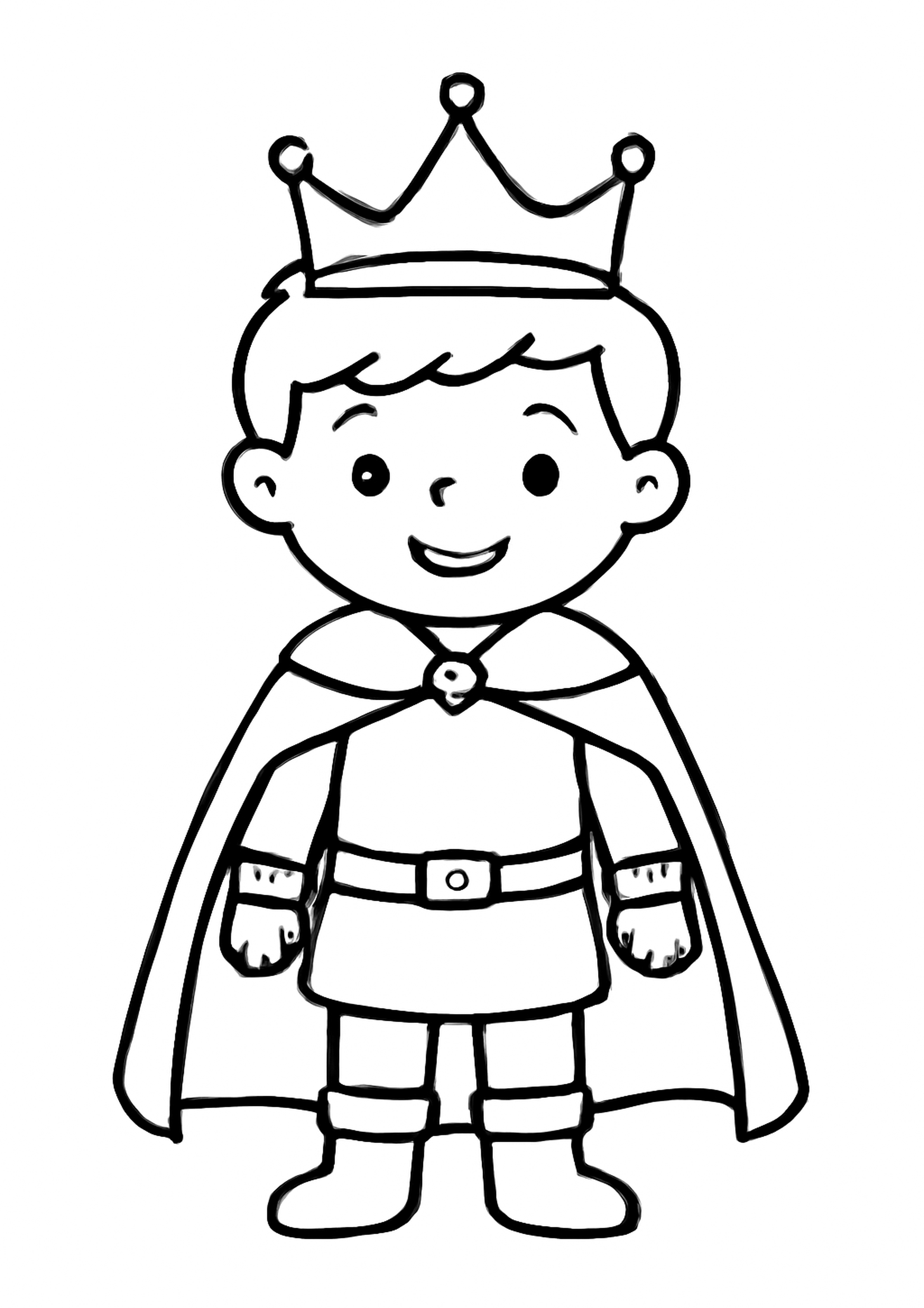 Coloriage beau prince a imprimer, dessin au trait simple pour enfants