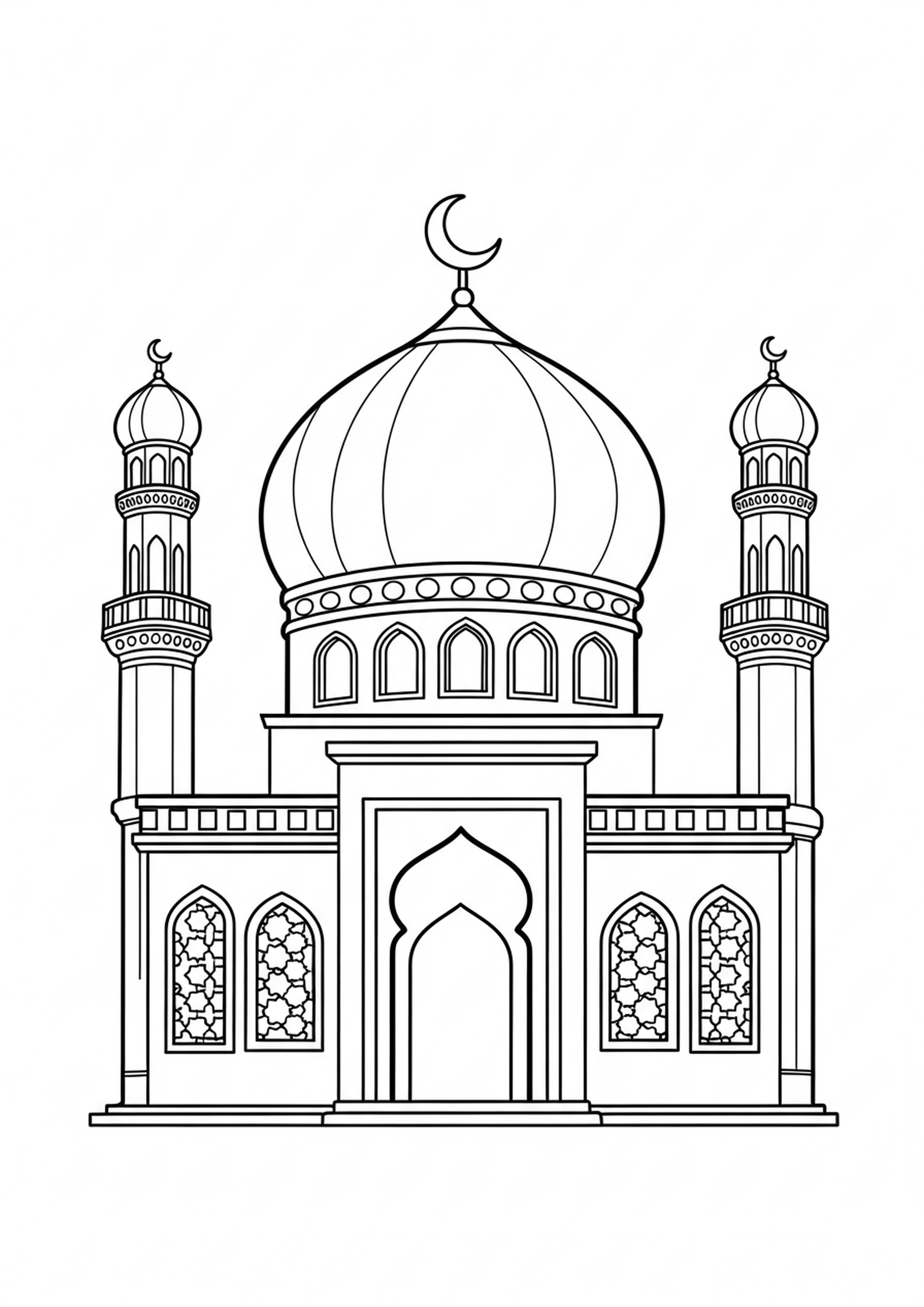 Coloriage mosquée a imprimer, dessin au trait simple pour enfants