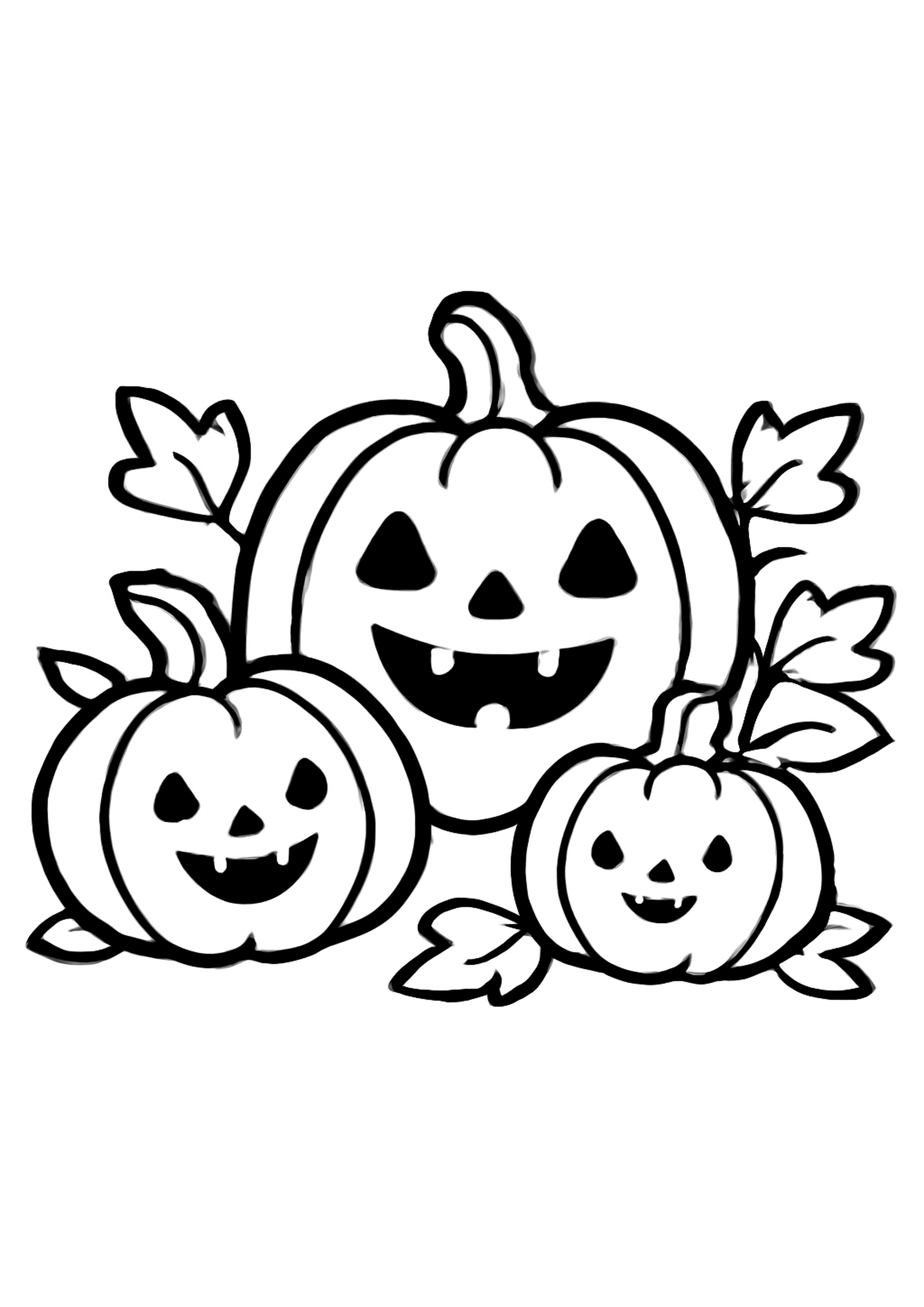 Coloriage citrouilles d'automne a imprimer, dessin au trait simple pour enfants