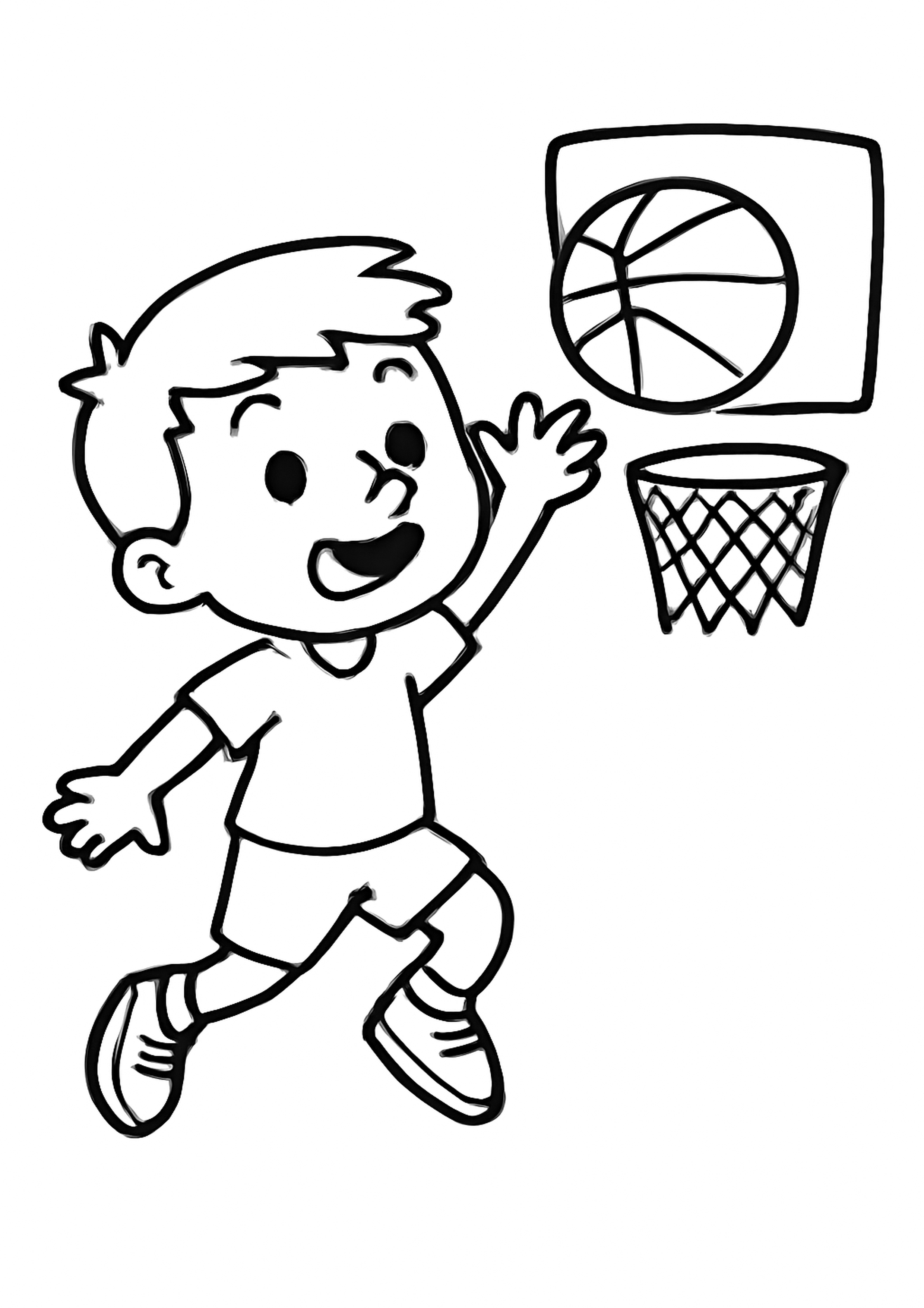 Coloriage joueur de basket a imprimer, dessin au trait simple pour enfants