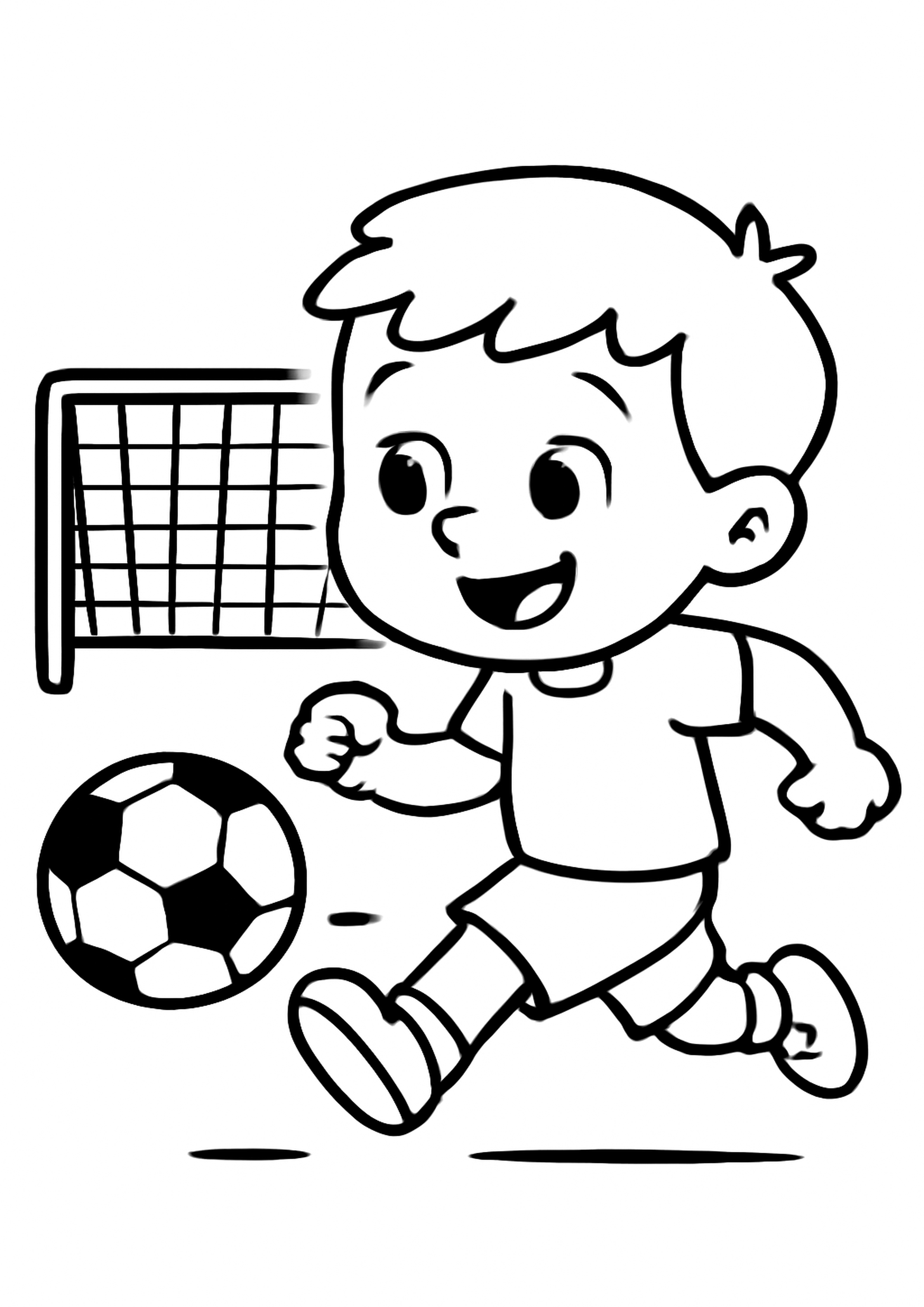 Coloriage joueur de football a imprimer, dessin au trait simple pour enfants